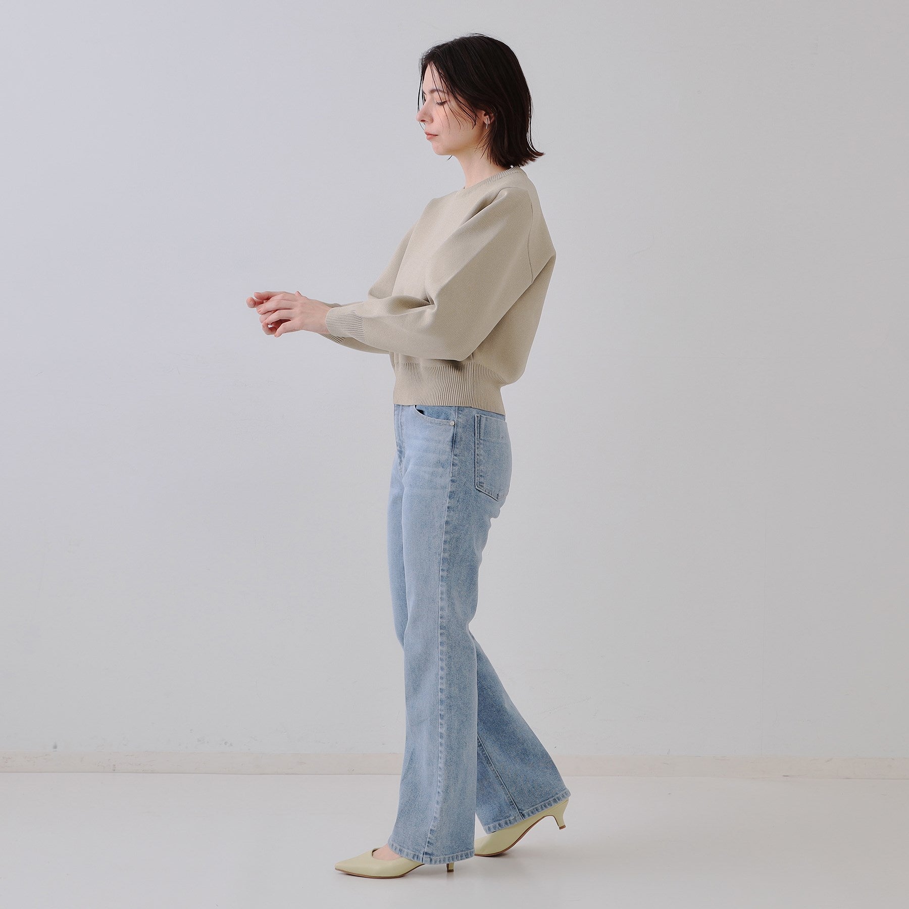 オペーク ドット クリップ OPAQUE.CLIP ラメボリュームスリーブニット【洗濯機洗い可】