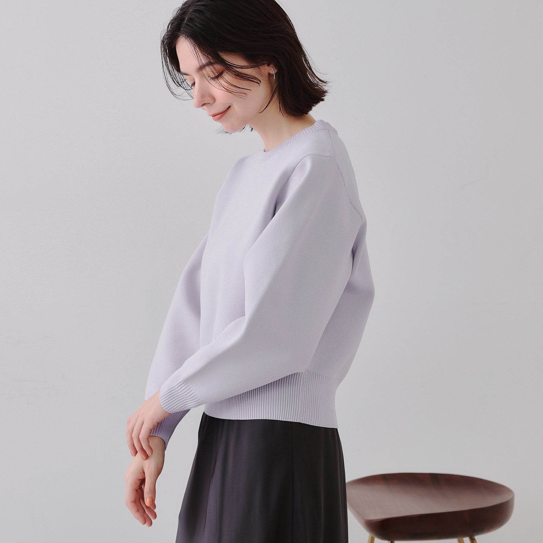 オペーク ドット クリップ OPAQUE.CLIP ラメボリュームスリーブニット【洗濯機洗い可】