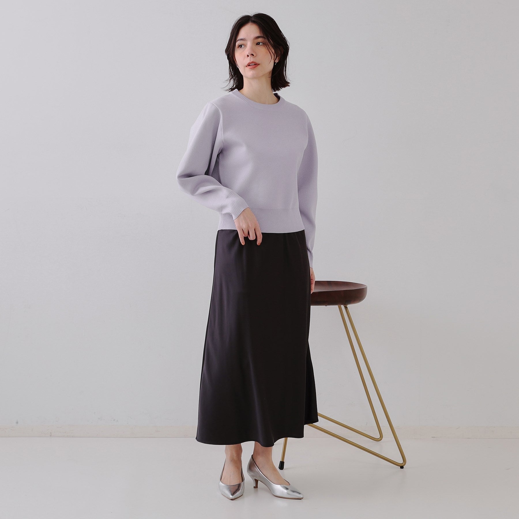 オペーク ドット クリップ OPAQUE.CLIP ラメボリュームスリーブニット【洗濯機洗い可】