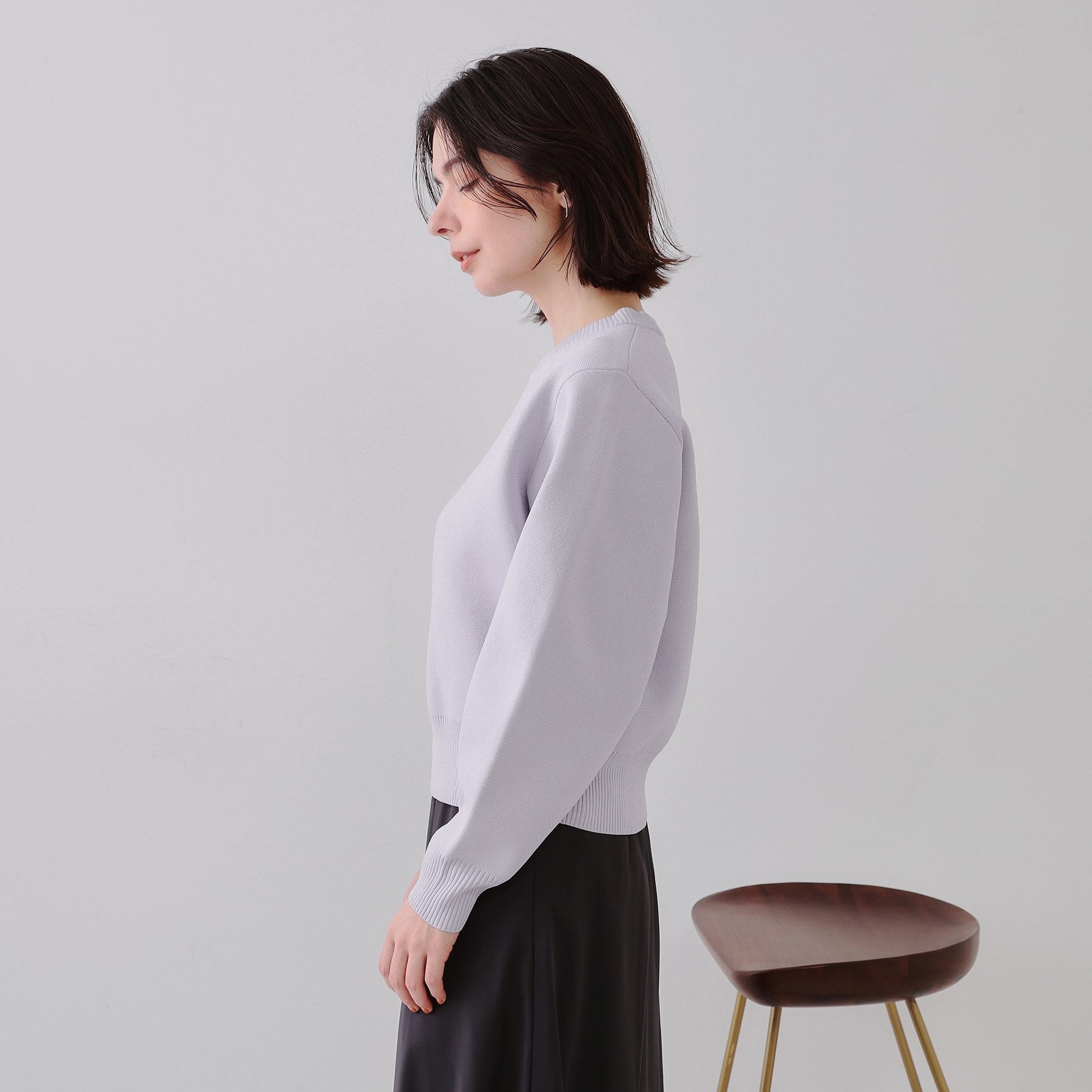 オペーク ドット クリップ OPAQUE.CLIP ラメボリュームスリーブニット【洗濯機洗い可】