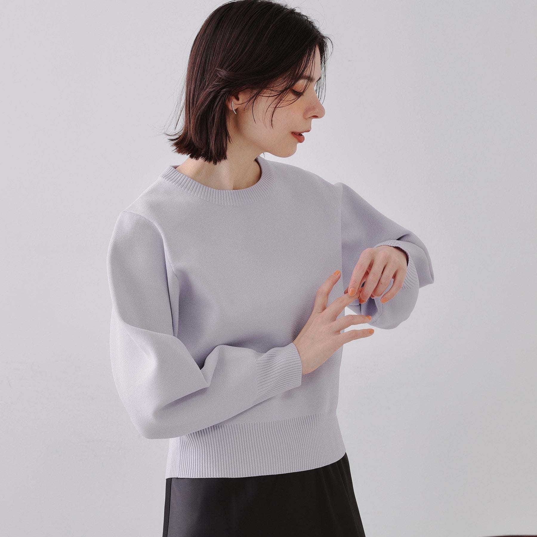 オペーク ドット クリップ OPAQUE.CLIP ラメボリュームスリーブニット【洗濯機洗い可】 （ラベンダー(680)） ラベンダー(680)