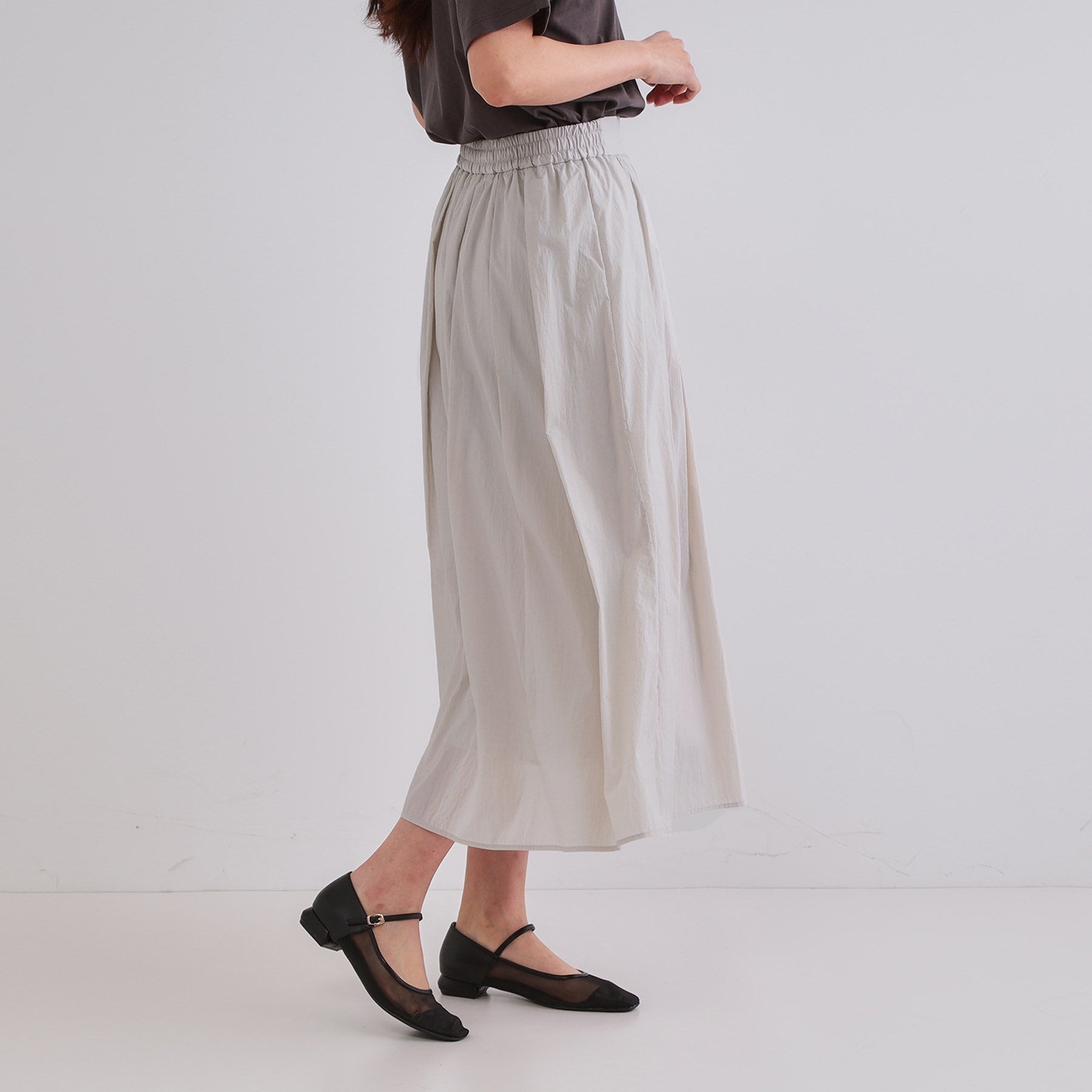 OPAQUE.CLIP OPAQUE.CLIP Sheer Vintage Easy Flare Skirt [Machine Washable]