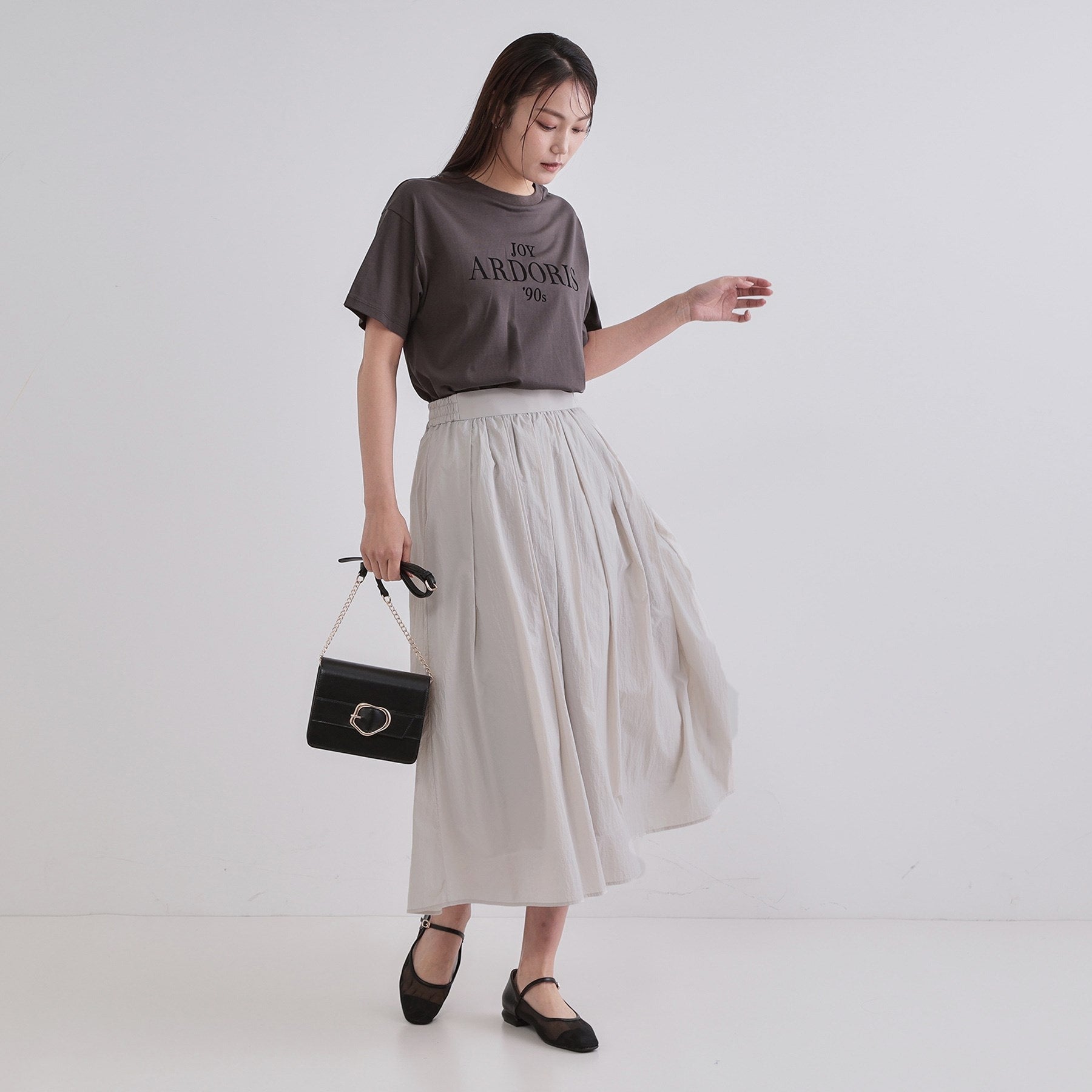 OPAQUE.CLIP OPAQUE.CLIP Sheer Vintage Easy Flare Skirt [Machine Washable]