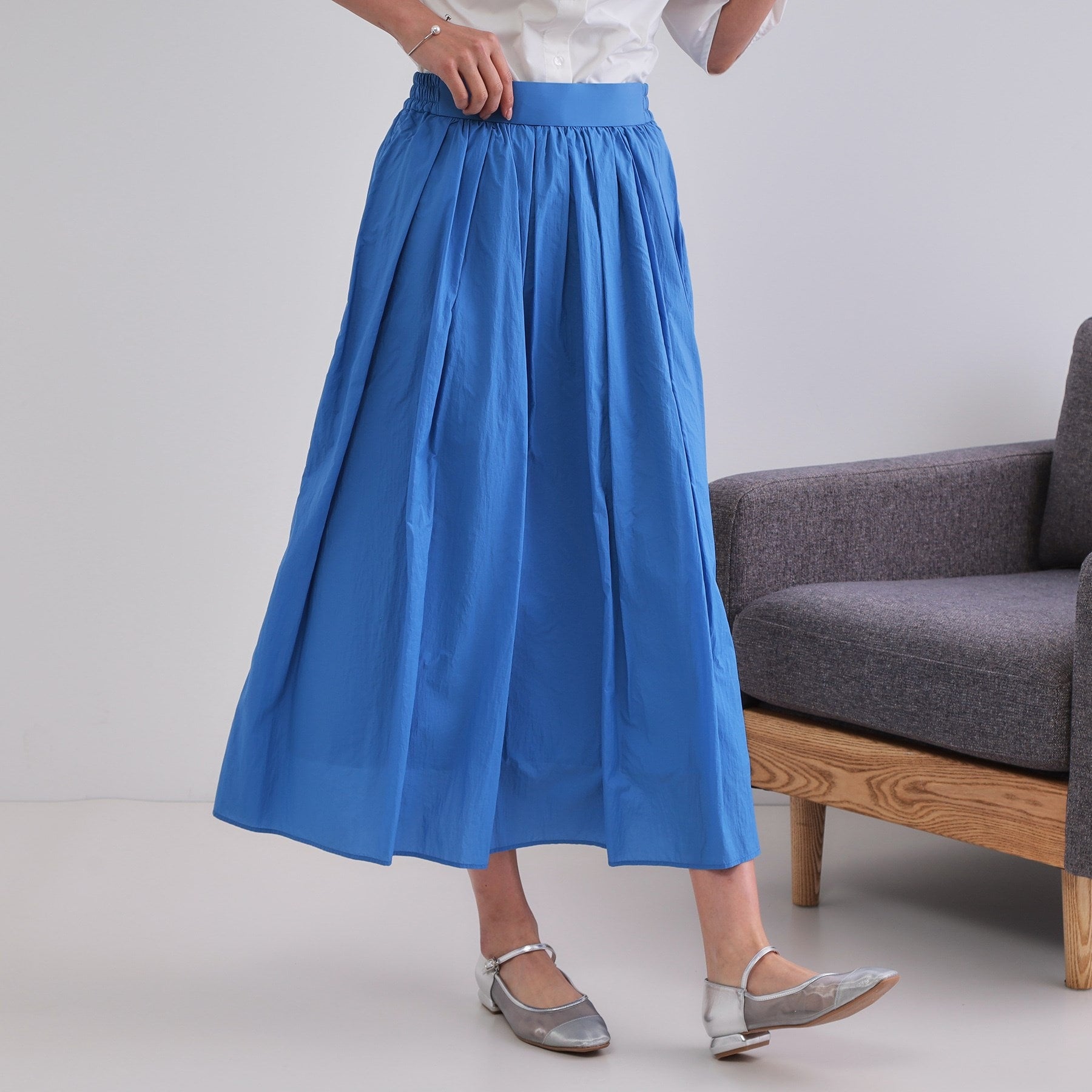 OPAQUE.CLIP OPAQUE.CLIP Sheer Vintage Easy Flare Skirt [Machine Washable]