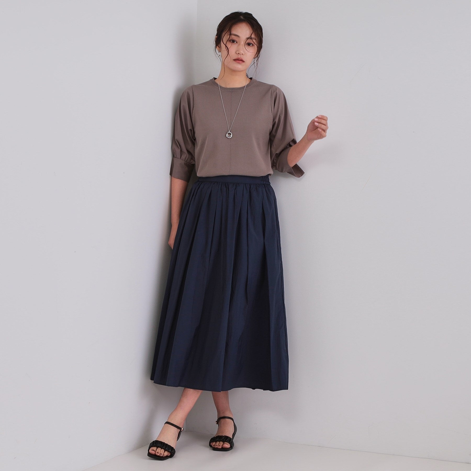 OPAQUE.CLIP OPAQUE.CLIP Sheer Vintage Easy Flare Skirt [Machine Washable]