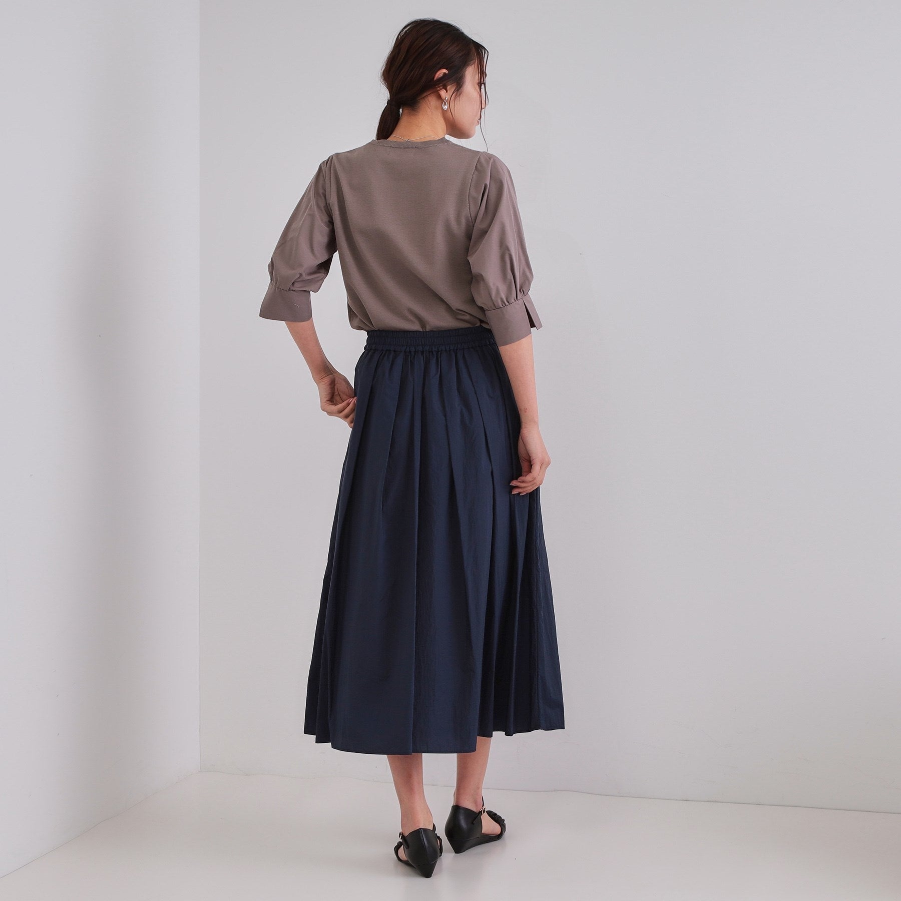 OPAQUE.CLIP OPAQUE.CLIP Sheer Vintage Easy Flare Skirt [Machine Washable]