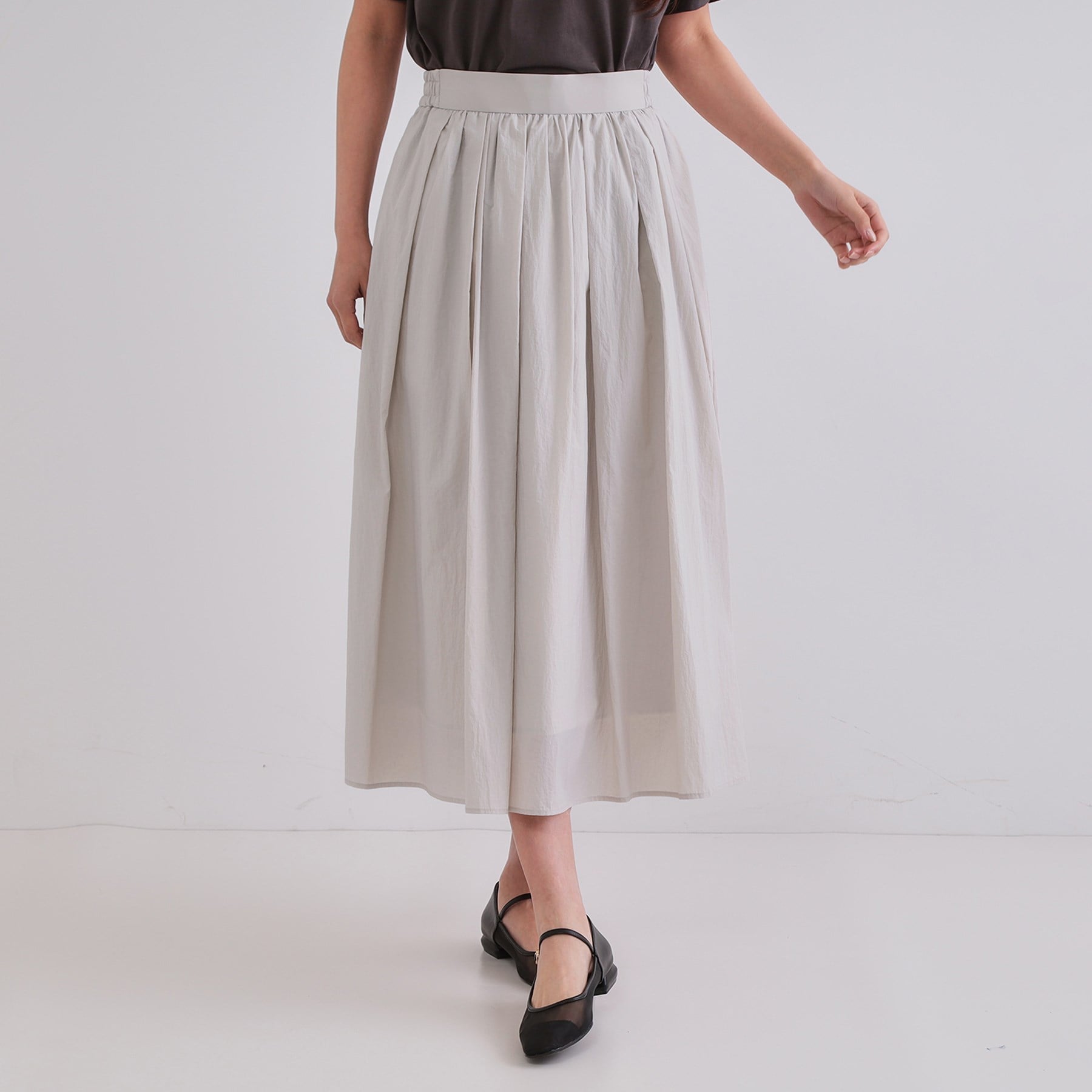 OPAQUE.CLIP OPAQUE.CLIP Sheer Vintage Easy Flare Skirt [Machine Washable]