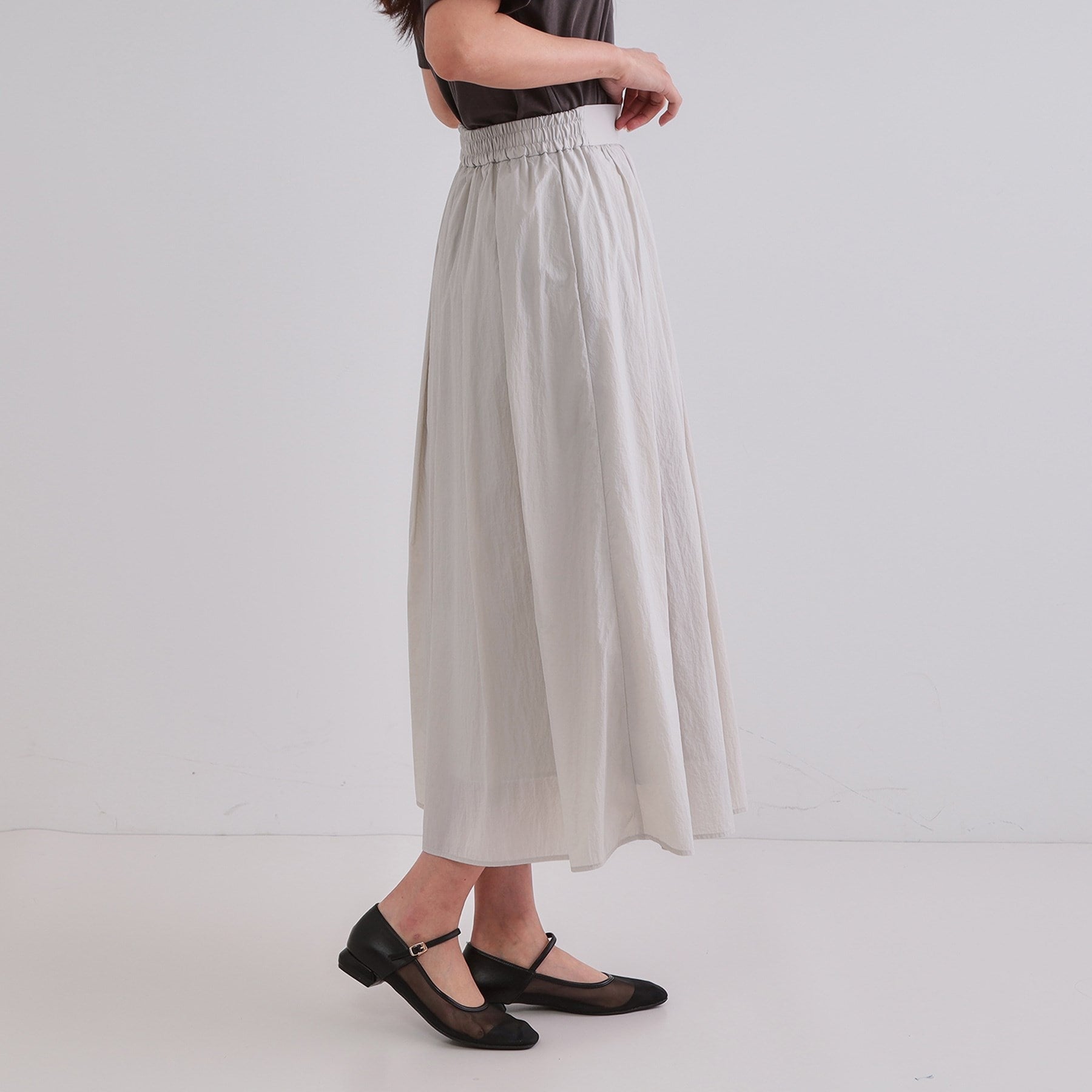 OPAQUE.CLIP OPAQUE.CLIP Sheer Vintage Easy Flare Skirt [Machine Washable]