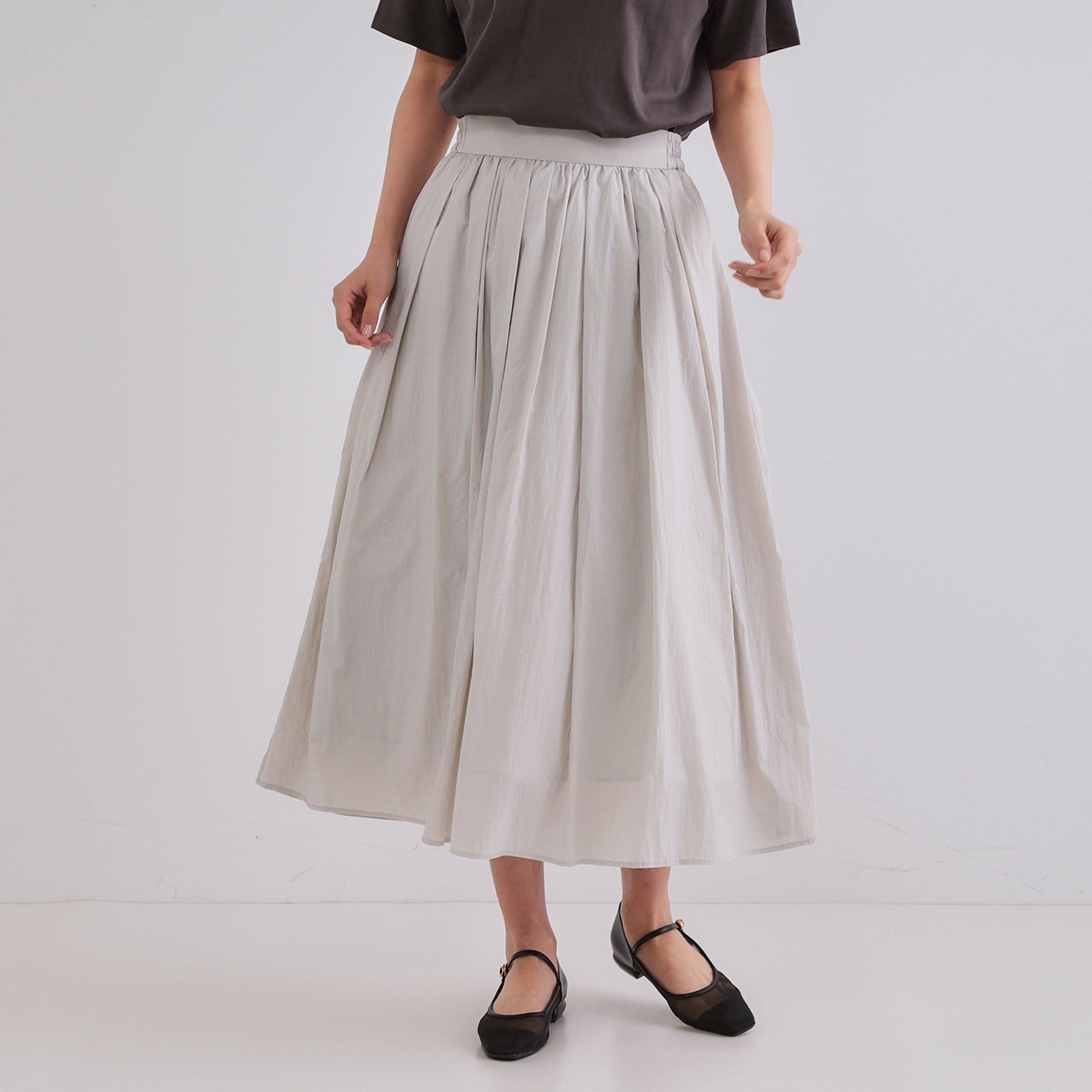 OPAQUE.CLIP OPAQUE.CLIP Sheer Vintage Easy Flare Skirt [Machine Washable]