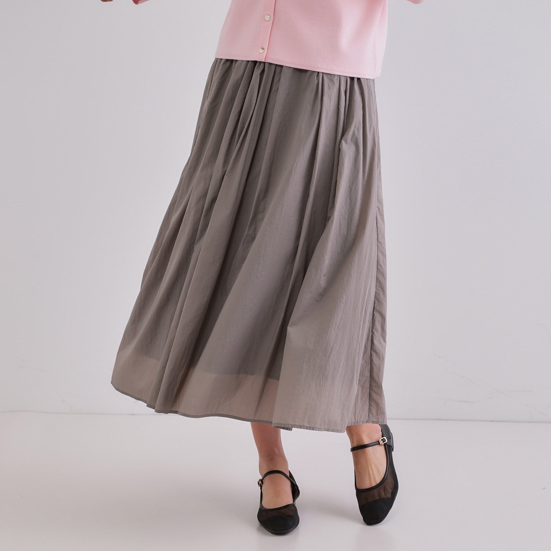 OPAQUE.CLIP OPAQUE.CLIP Sheer Vintage Easy Flare Skirt [Machine Washable]