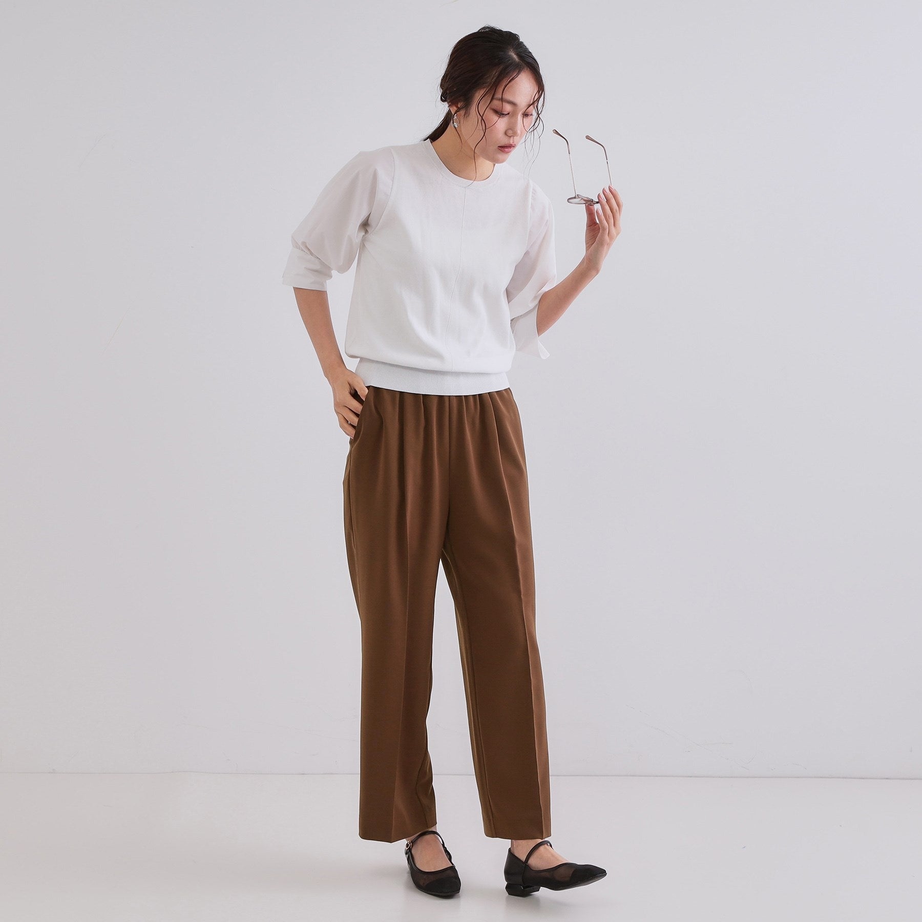 OPAQUE.CLIP OPAQUE.CLIP Beautiful Leg Easy Wide Pants / Compatible with Setups 【Stretch / Wrinkle-Resistant / Machine Washable】