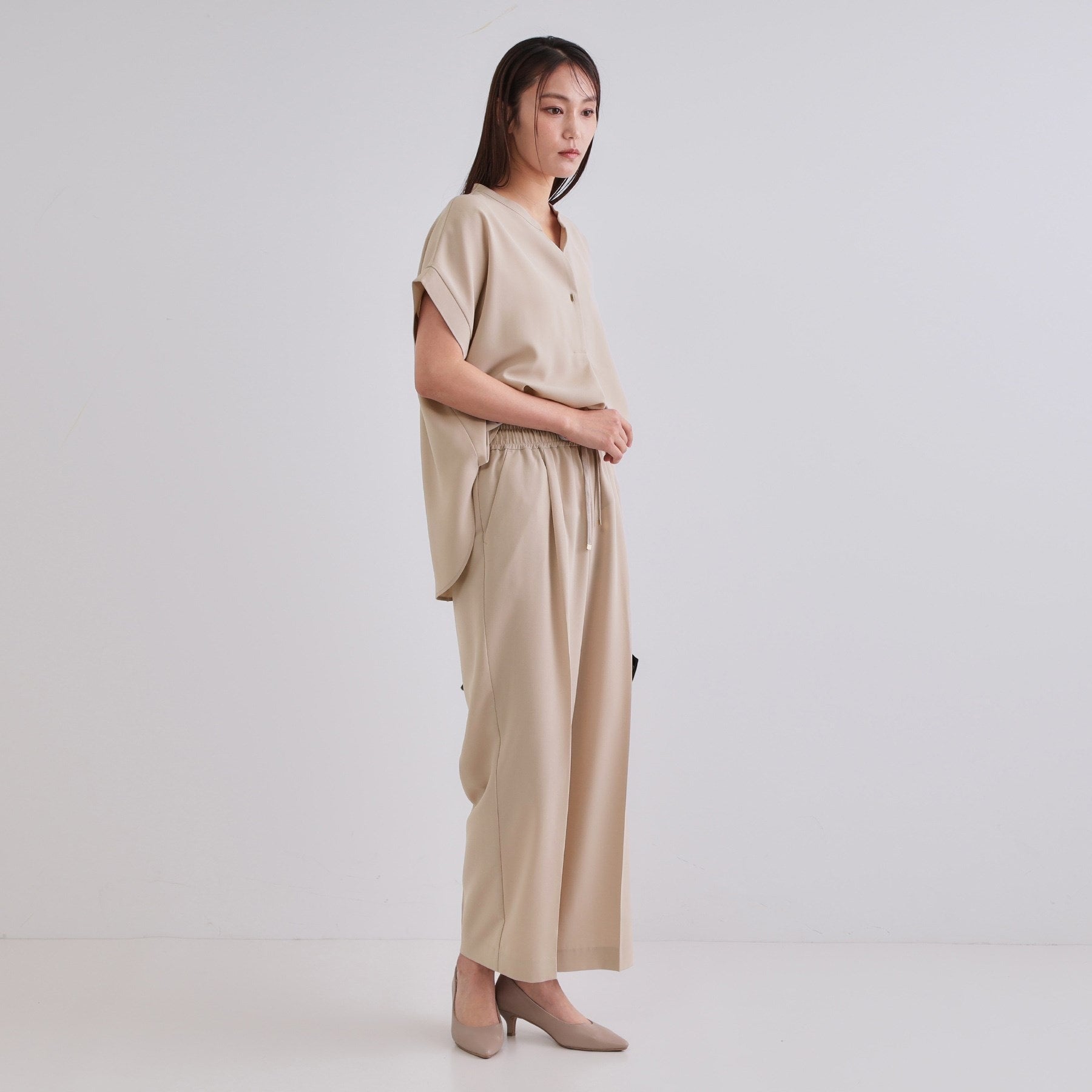 OPAQUE.CLIP OPAQUE.CLIP Beautiful Leg Easy Wide Pants / Compatible with Setups 【Stretch / Wrinkle-Resistant / Machine Washable】