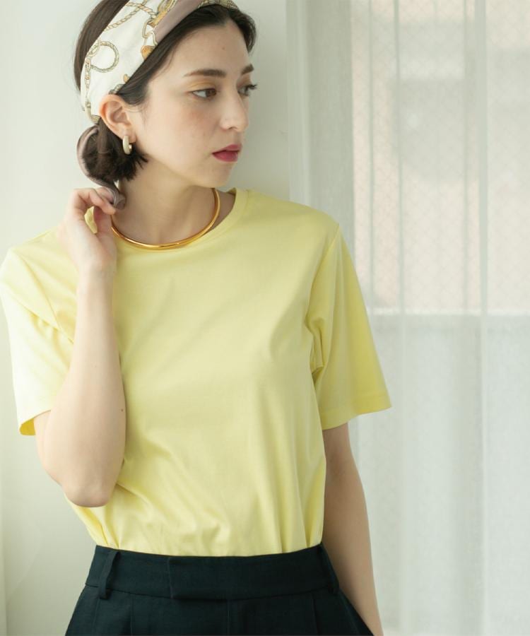 オペーク ドット クリップ OPAQUE.CLIP 《5color》ベーシックTシャツ【接触冷感／洗濯機洗い可】 （ライトイエロー(030)） ライトイエロー(030)