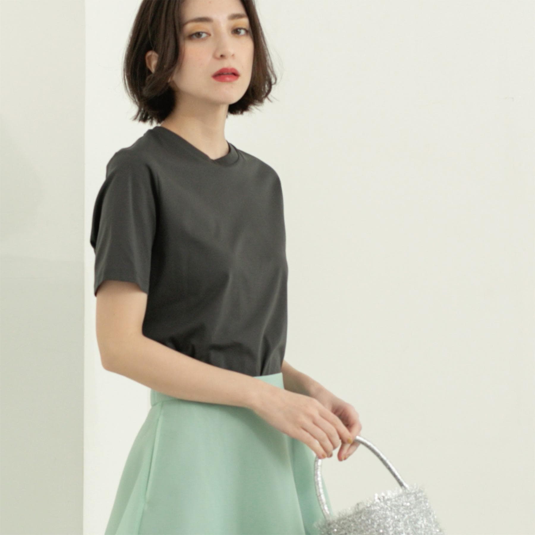 オペーク ドット クリップ OPAQUE.CLIP 《5color》ベーシックTシャツ【接触冷感／洗濯機洗い可】 （チャコールグレー(014)） チャコールグレー(014)