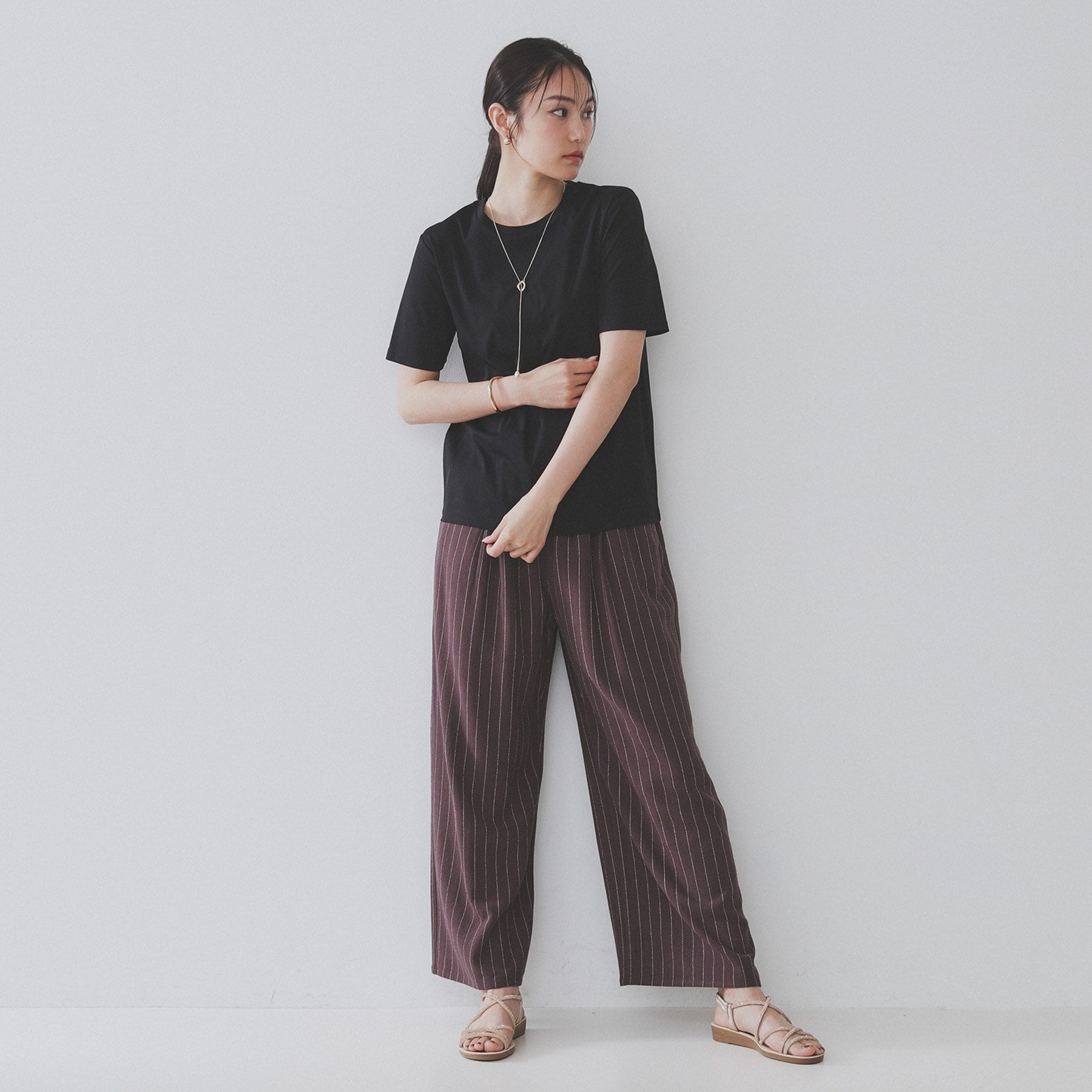 オペーク ドット クリップ OPAQUE.CLIP 《5color》ベーシックTシャツ【接触冷感／洗濯機洗い可】 （チャコールグレー(014)） チャコールグレー(014)