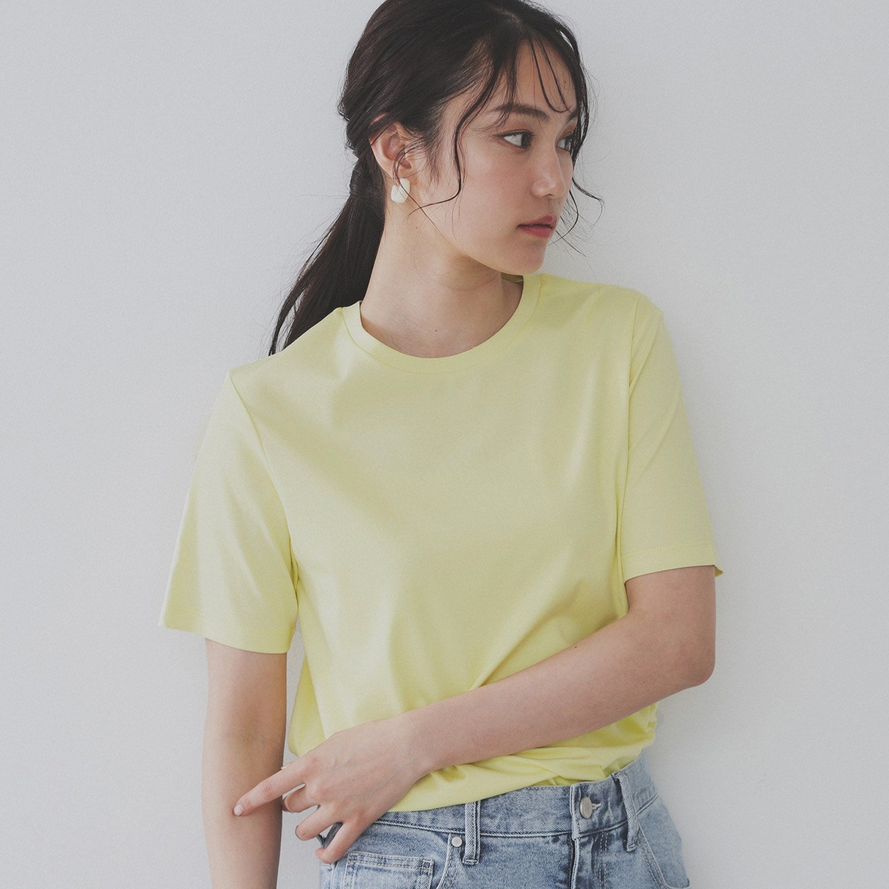 オペーク ドット クリップ OPAQUE.CLIP 《5color》ベーシックTシャツ【接触冷感／洗濯機洗い可】 （チャコールグレー(014)） チャコールグレー(014)