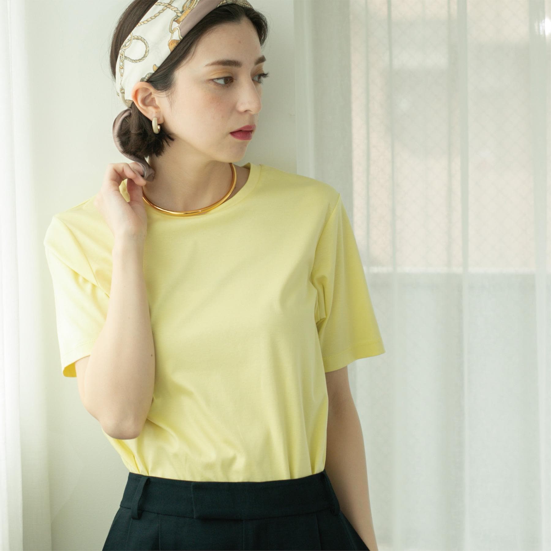 オペーク ドット クリップ OPAQUE.CLIP 《5color》ベーシックTシャツ【接触冷感／洗濯機洗い可】 （ライトイエロー(030)） ライトイエロー(030)