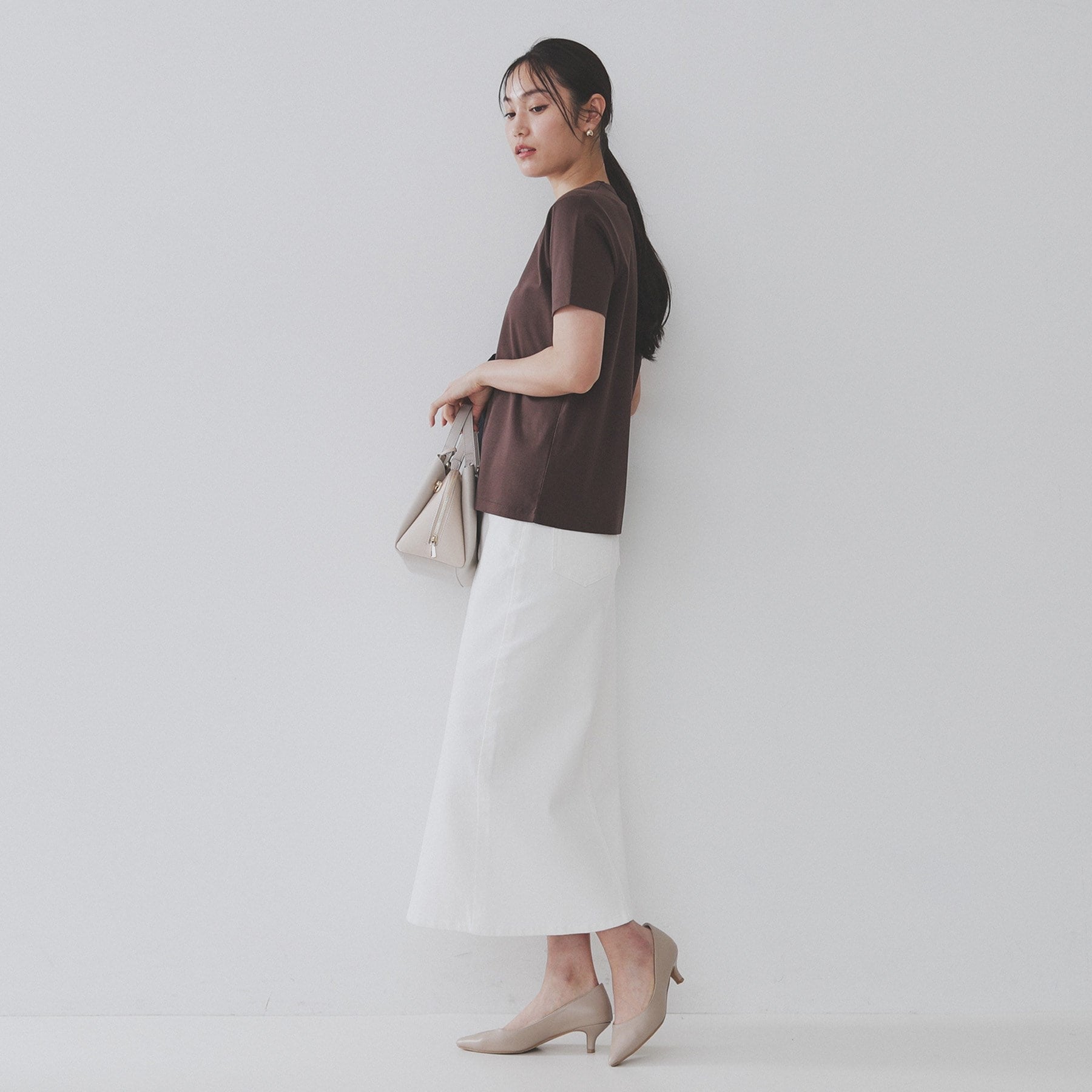 オペーク ドット クリップ OPAQUE.CLIP 《5color》VネックベーシックTシャツ【接触冷感／洗濯機洗い可】 （ブラック(019)） ブラック(019)