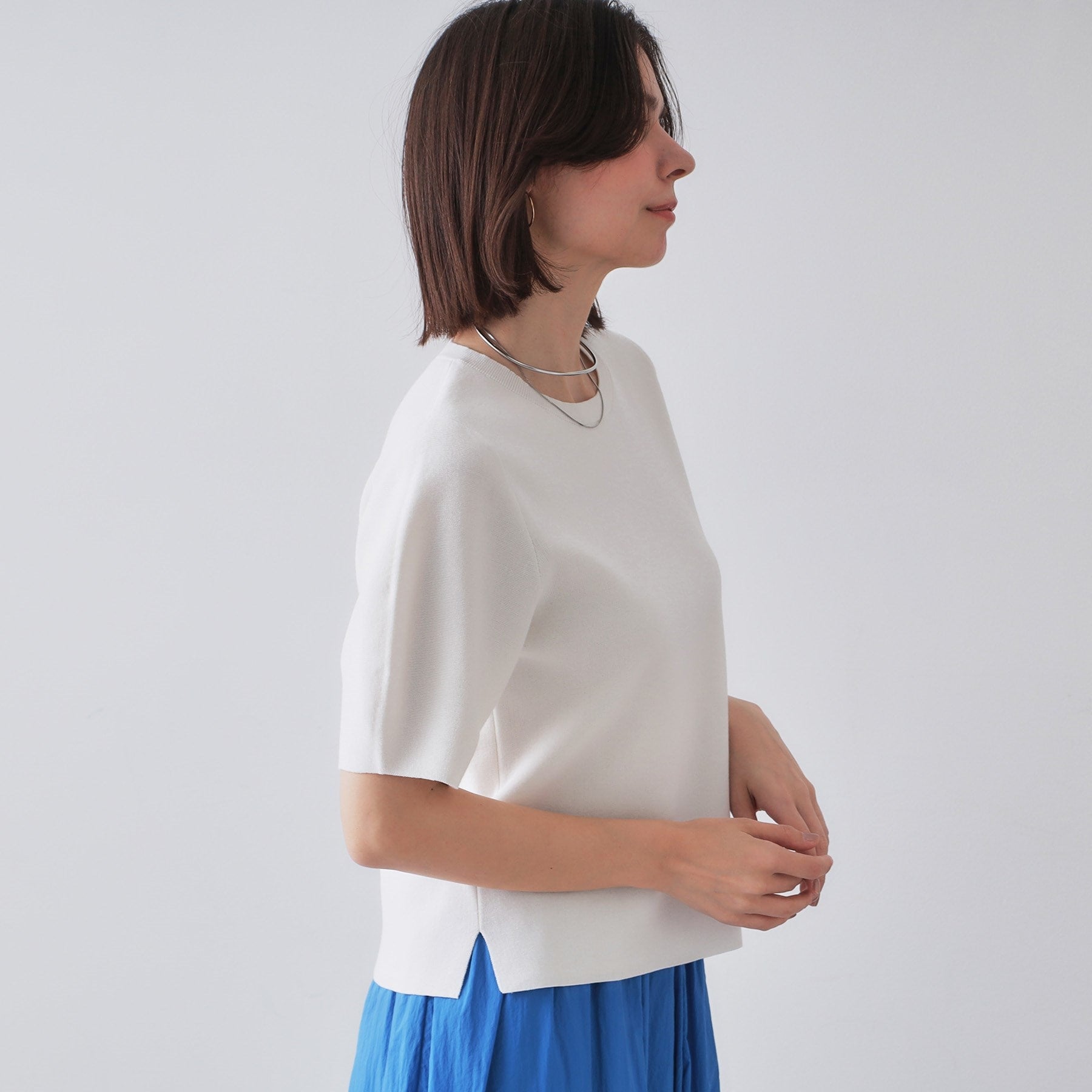 オペーク ドット クリップ OPAQUE.CLIP カーブスリーブニット【洗濯機洗い可/UVケア/抗ピル】 （グリーン(022)） グリーン(022)