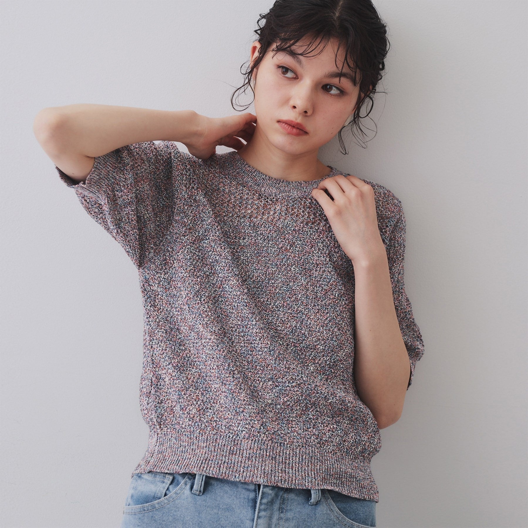 オペーク ドット クリップ OPAQUE.CLIP MIXヤーンカラーニット【洗濯機洗い可／抗ピル】 （ネイビー(494)） ネイビー(494)