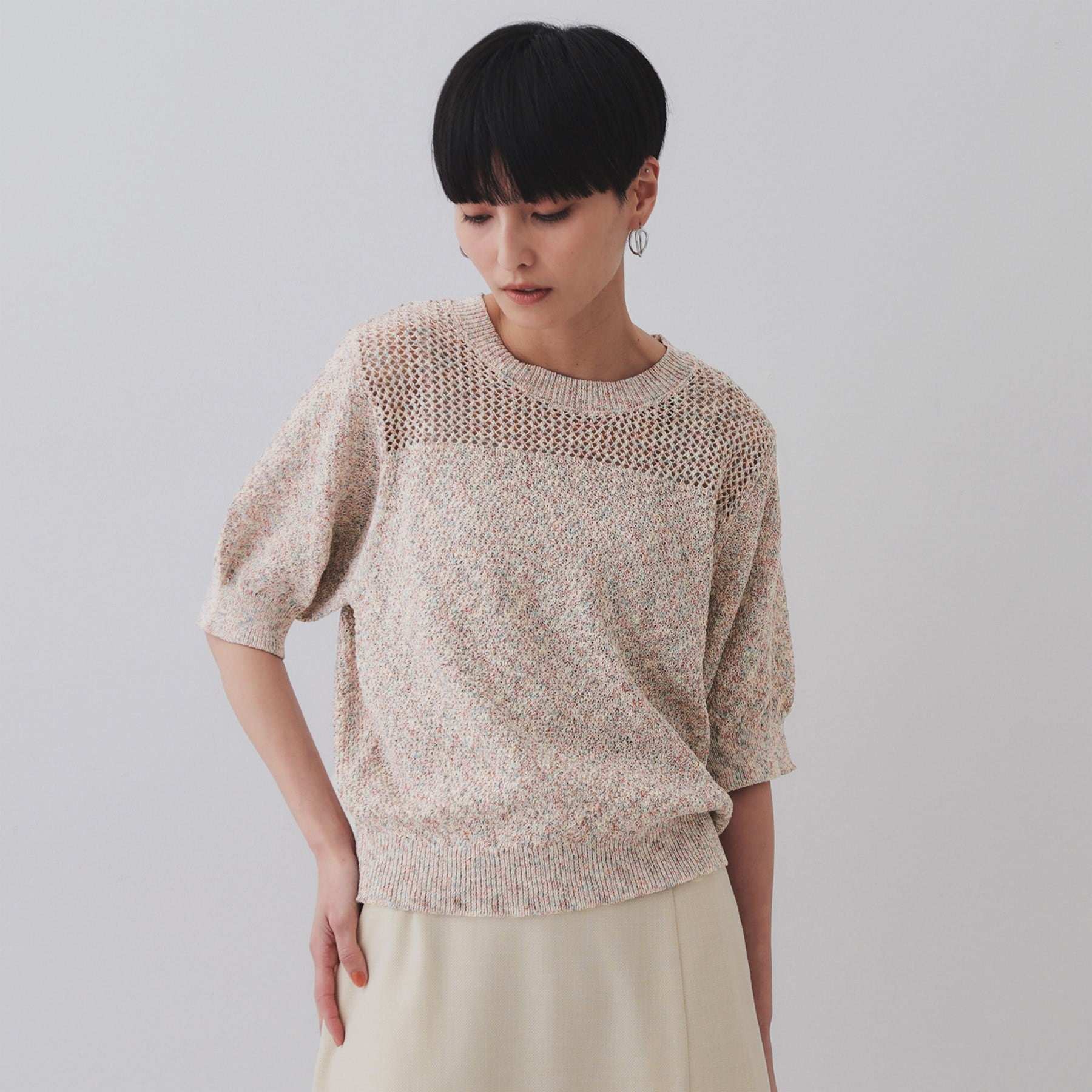 オペーク ドット クリップ OPAQUE.CLIP MIXヤーンカラーニット【洗濯機洗い可／抗ピル】 （ネイビー(494)） ネイビー(494)