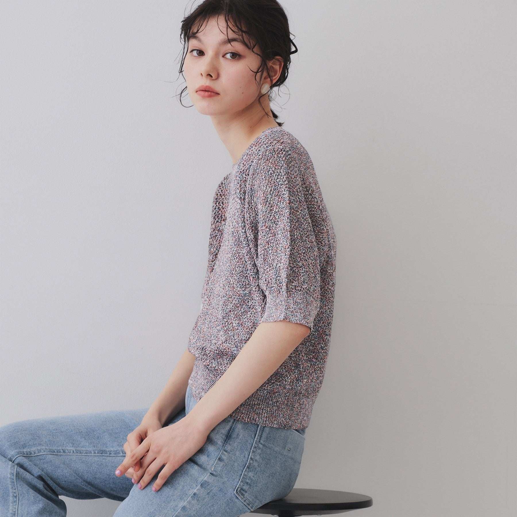 オペーク ドット クリップ OPAQUE.CLIP MIXヤーンカラーニット【洗濯機洗い可／抗ピル】 （ネイビー(494)） ネイビー(494)