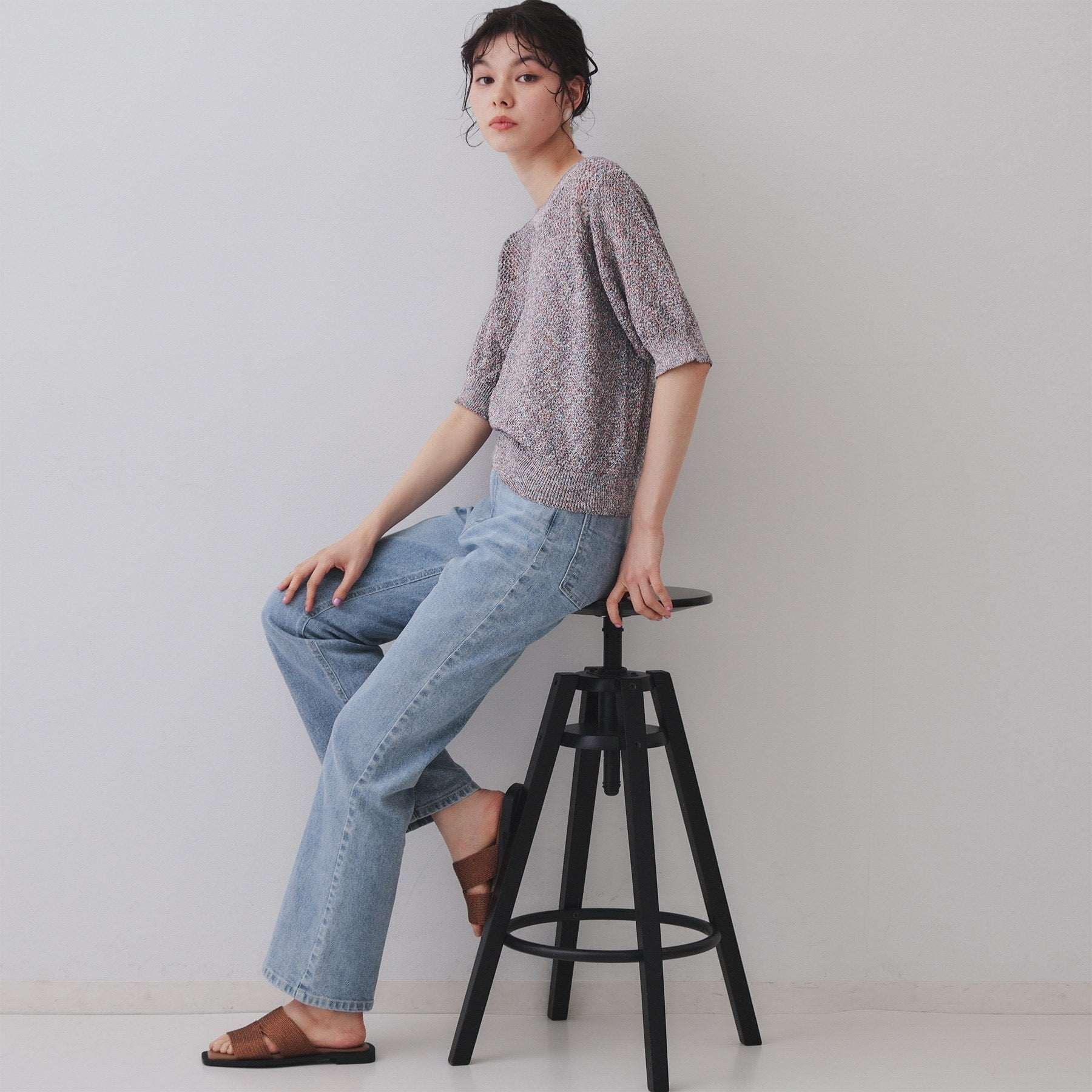 オペーク ドット クリップ OPAQUE.CLIP MIXヤーンカラーニット【洗濯機洗い可／抗ピル】 （ネイビー(494)） ネイビー(494)