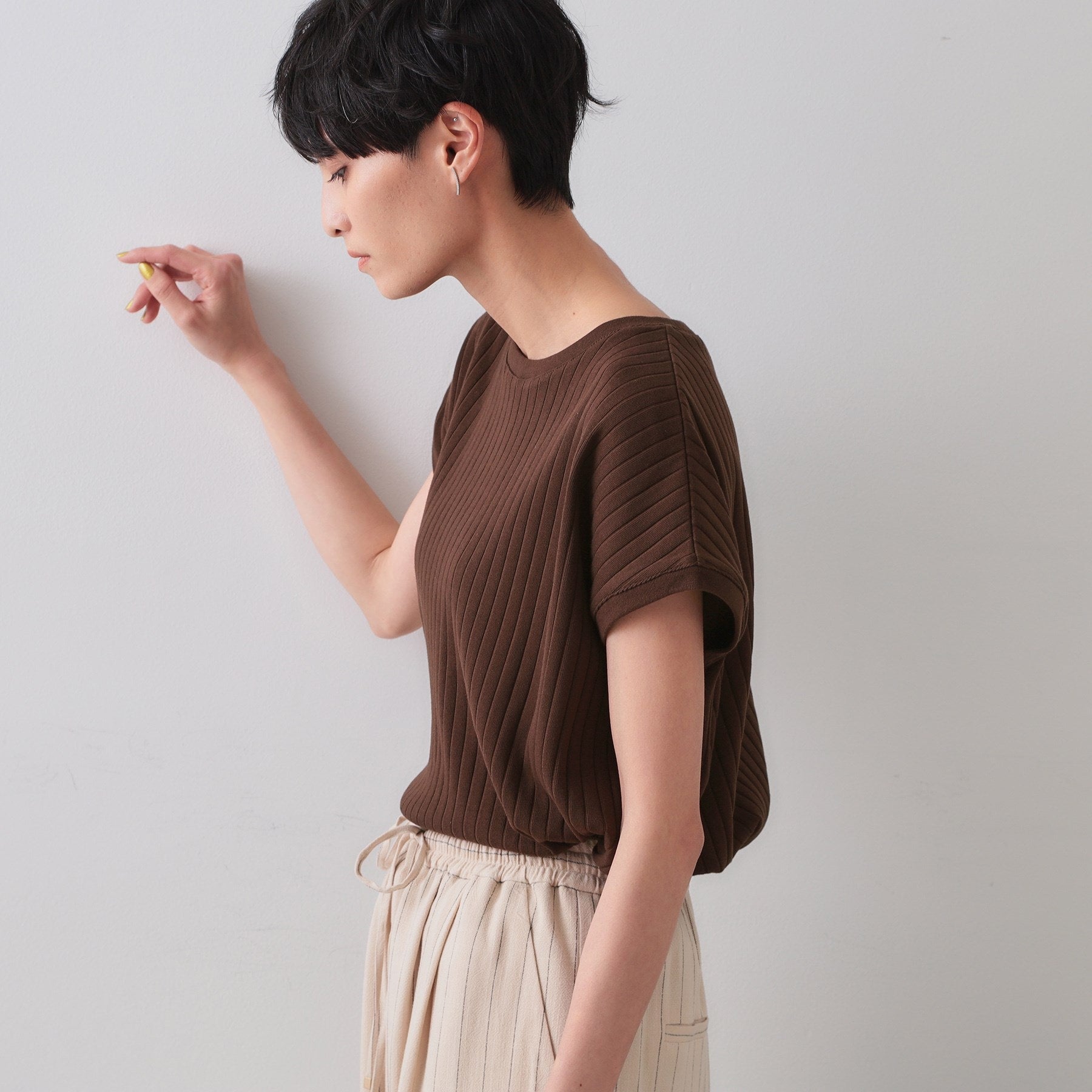 オペーク ドット クリップ OPAQUE.CLIP ワイドリブフレンチTシャツ （ピンク(071)） ピンク(071)
