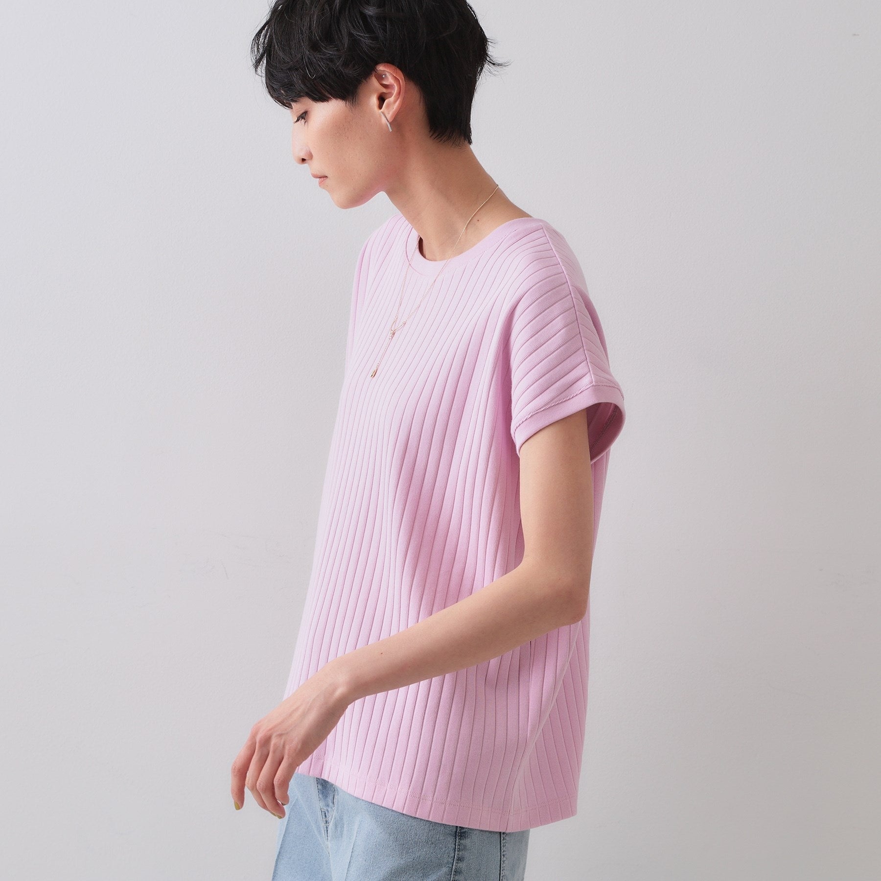 オペーク ドット クリップ OPAQUE.CLIP ワイドリブフレンチTシャツ （ピンク(071)） ピンク(071)