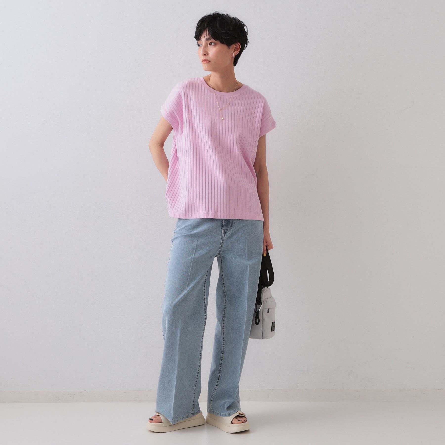 オペーク ドット クリップ OPAQUE.CLIP ワイドリブフレンチTシャツ （ピンク(071)） ピンク(071)