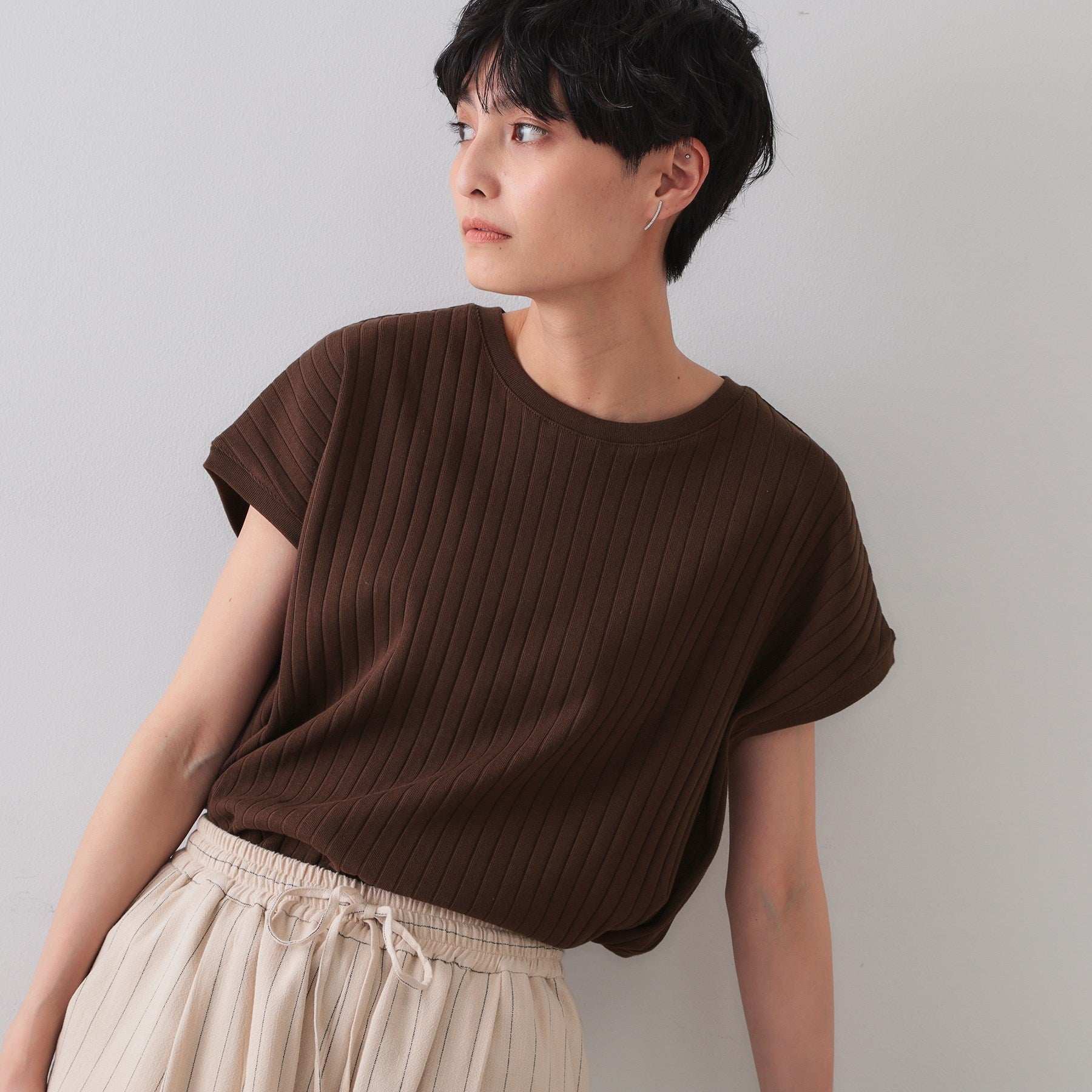 オペーク ドット クリップ OPAQUE.CLIP ワイドリブフレンチTシャツ （ピンク(071)） ピンク(071)