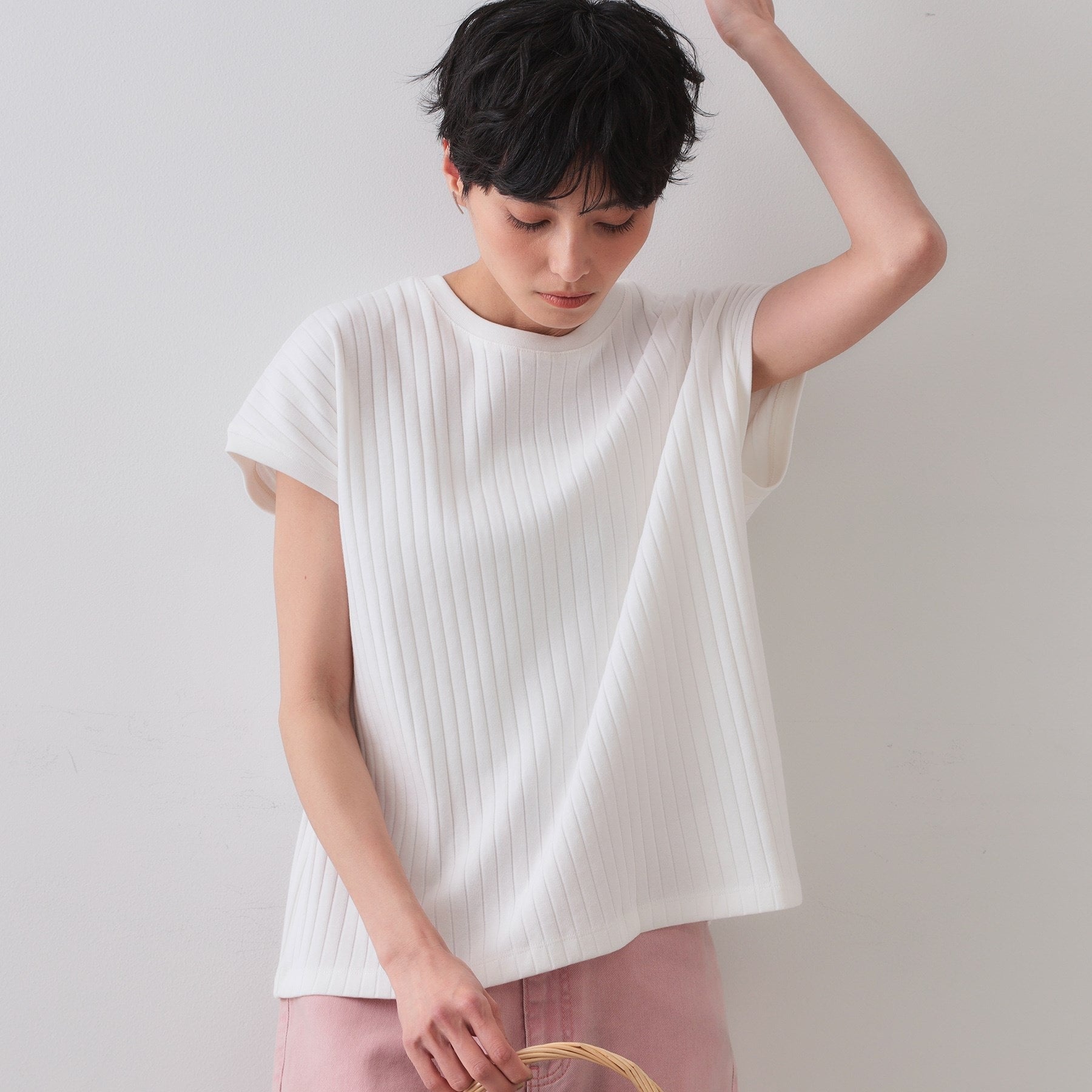 オペーク ドット クリップ OPAQUE.CLIP ワイドリブフレンチTシャツ （ホワイト(001)） ホワイト(001)