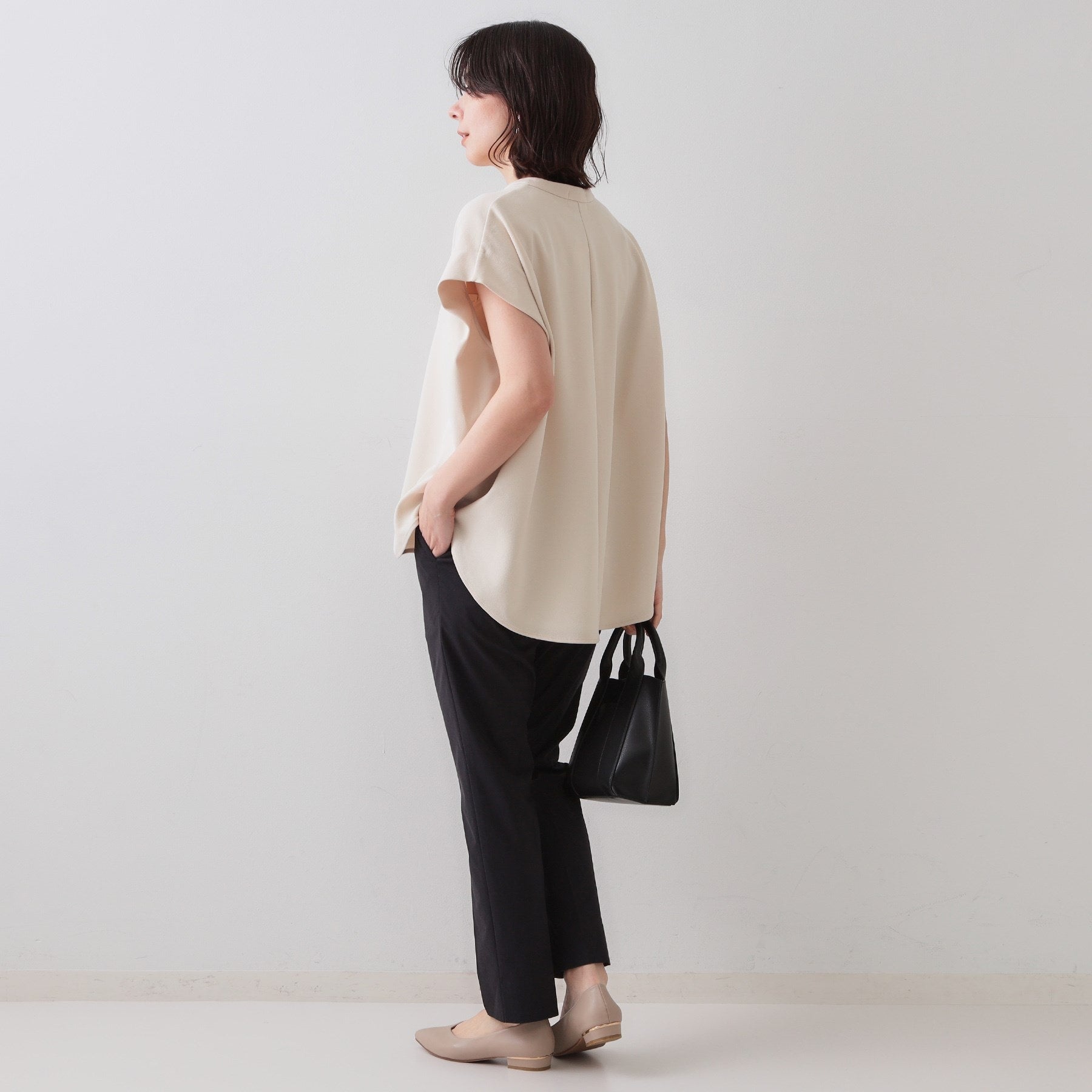 オペーク ドット クリップ OPAQUE.CLIP 麻混ハイストレッチイージースティックパンツ【洗濯機洗い可】 （ベージュ(052)） ベージュ(052)