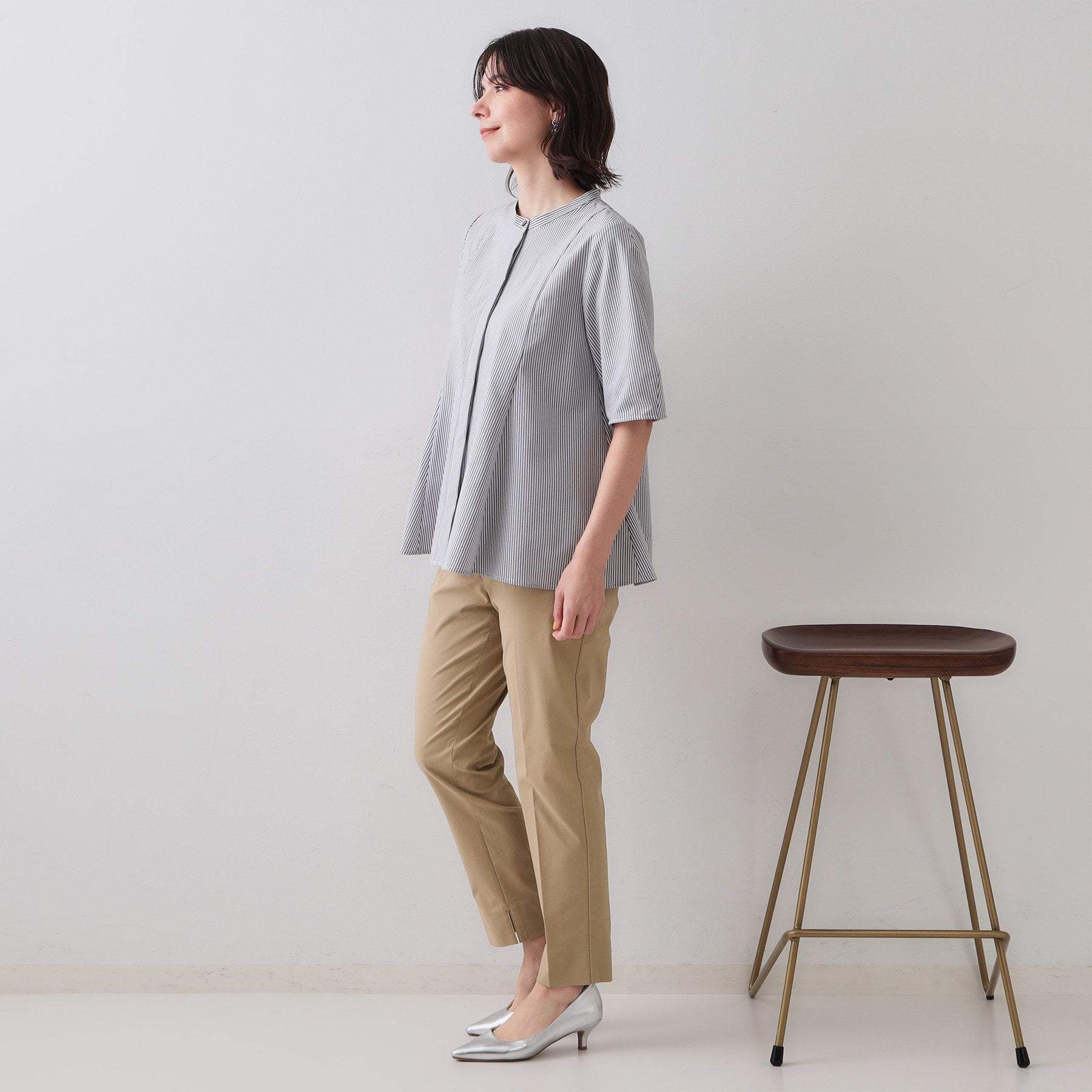 オペーク ドット クリップ OPAQUE.CLIP 麻混ハイストレッチイージースティックパンツ【洗濯機洗い可】 （ベージュ(052)） ベージュ(052)