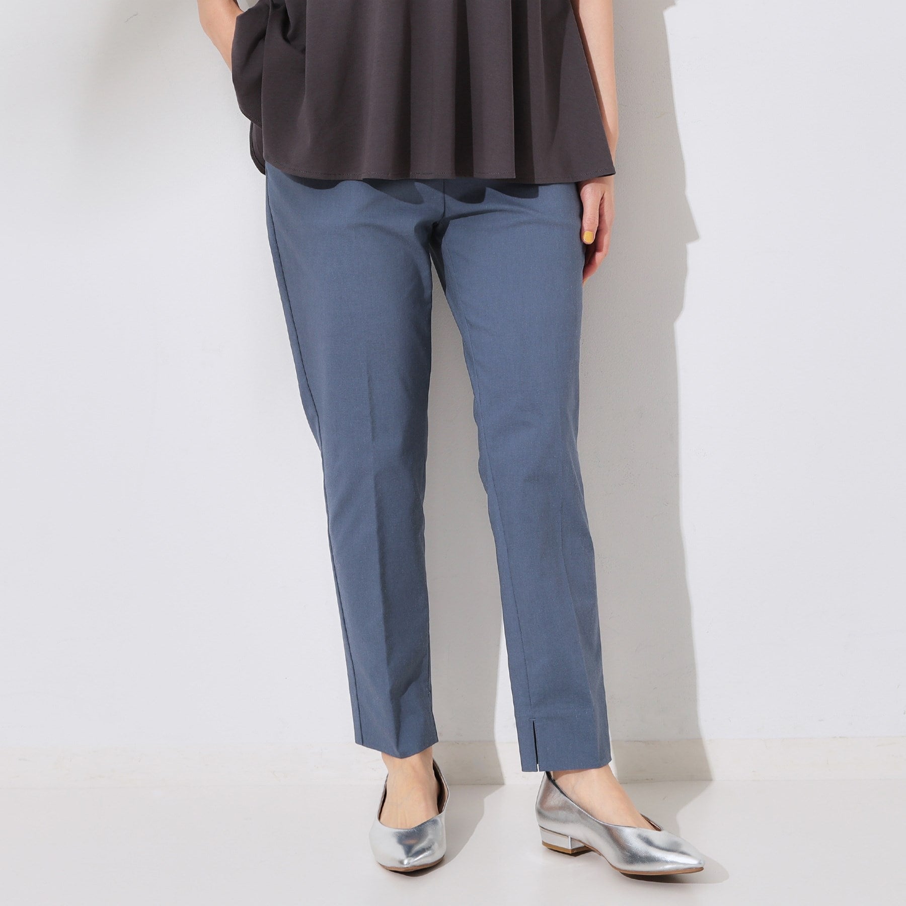 オペーク ドット クリップ OPAQUE.CLIP 麻混ハイストレッチイージースティックパンツ【洗濯機洗い可】 （ベージュ(052)） ベージュ(052)