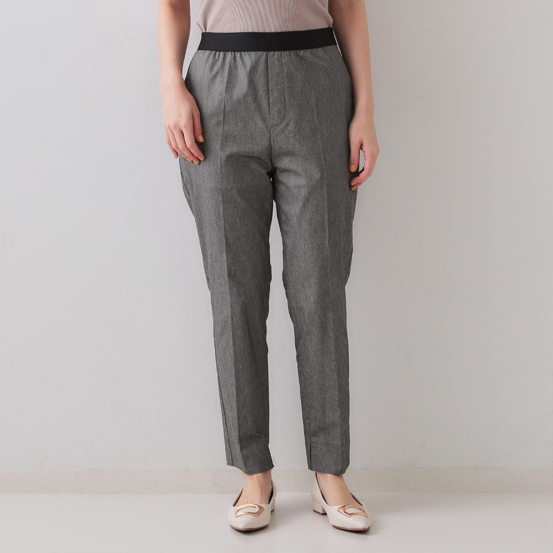 オペーク ドット クリップ OPAQUE.CLIP 麻混ハイストレッチイージースティックパンツ【洗濯機洗い可】 （ベージュ(052)） ベージュ(052)