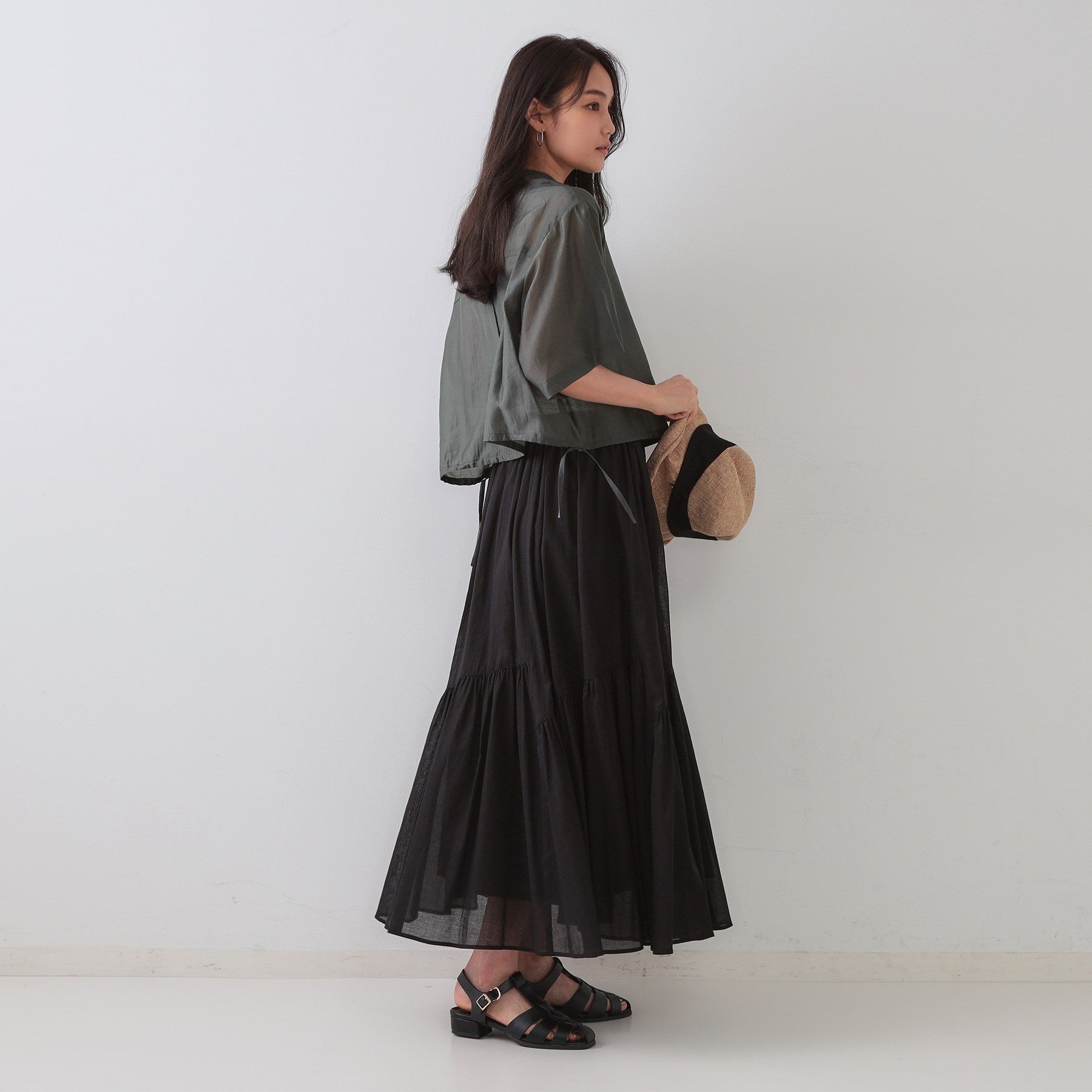 オペーク ドット クリップ OPAQUE.CLIP 裾ドロストシアーショートシャツ【洗濯機洗い可】 （オレンジ(067)） オレンジ(067)