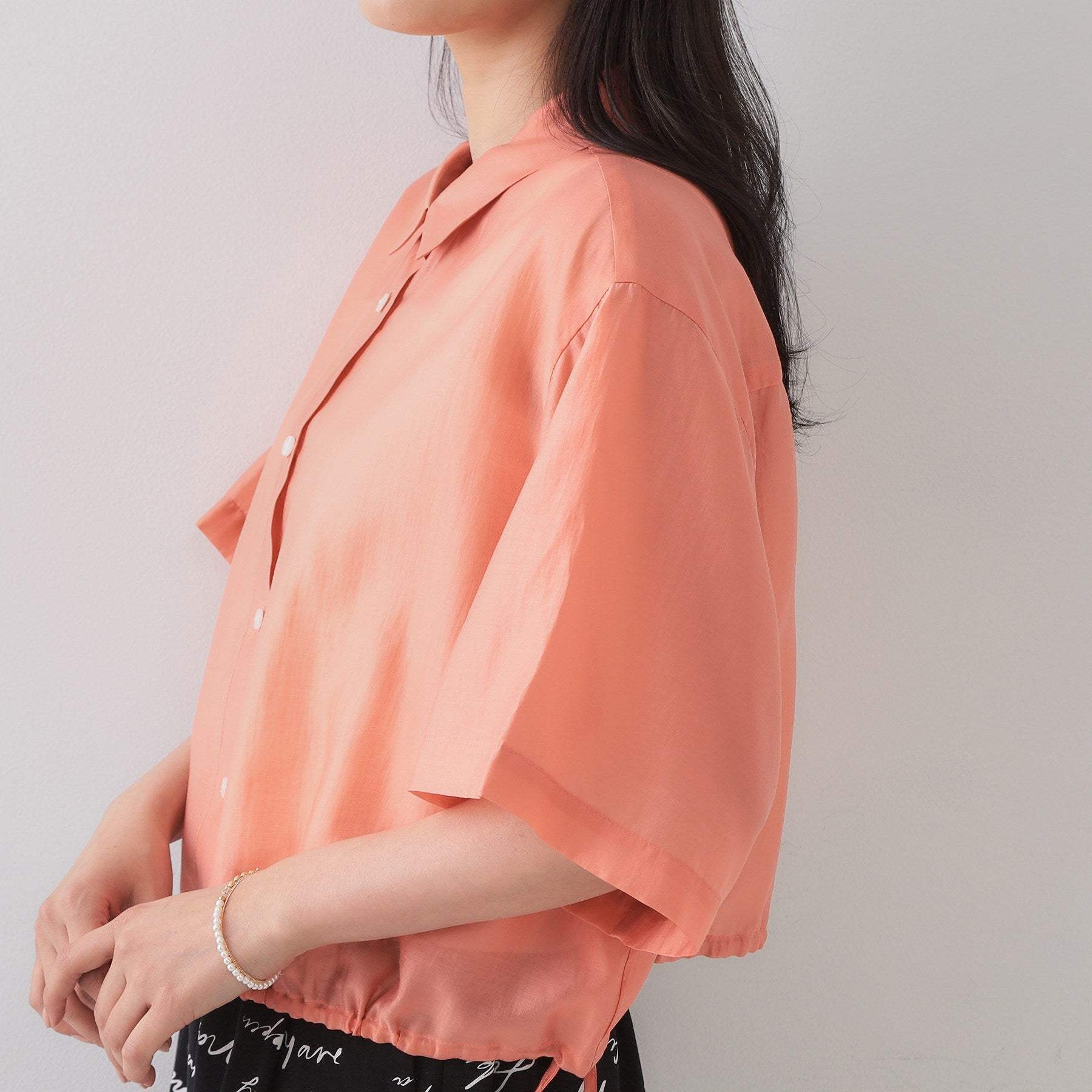 オペーク ドット クリップ OPAQUE.CLIP 裾ドロストシアーショートシャツ【洗濯機洗い可】 （オレンジ(067)） オレンジ(067)