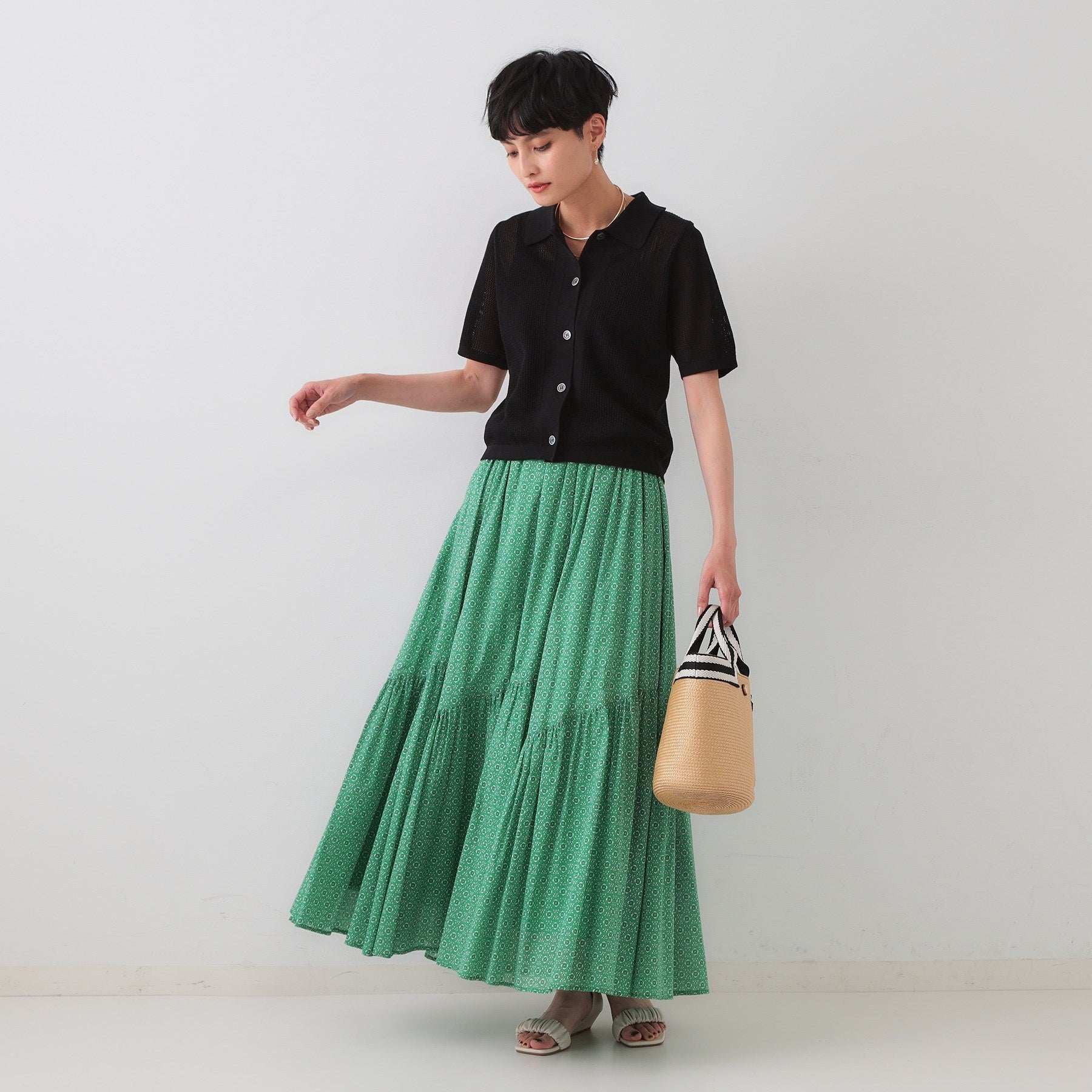 オペーク ドット クリップ OPAQUE.CLIP 透かし編みポロニット【洗濯機洗い可】 （レッド(062)） レッド(062)