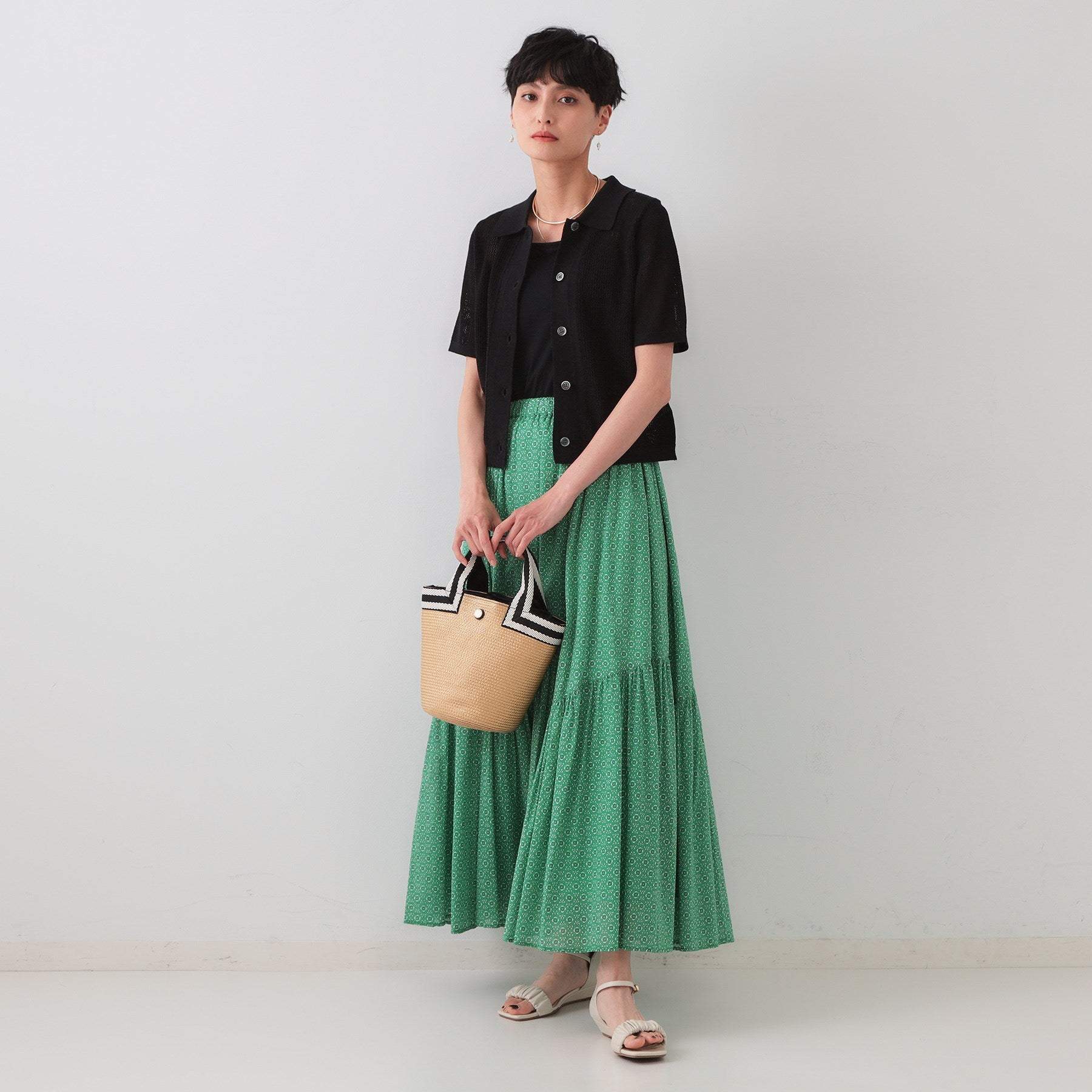 オペーク ドット クリップ OPAQUE.CLIP 透かし編みポロニット【洗濯機洗い可】 （レッド(062)） レッド(062)