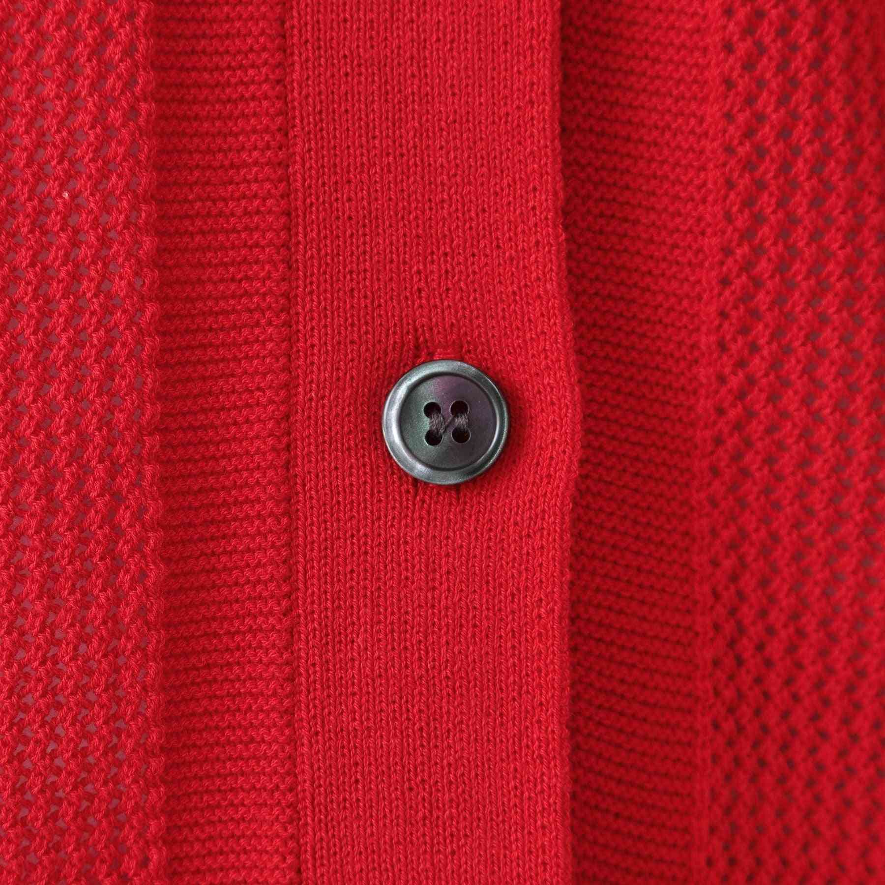 オペーク ドット クリップ OPAQUE.CLIP 透かし編みポロニット【洗濯機洗い可】 （レッド(062)） レッド(062)