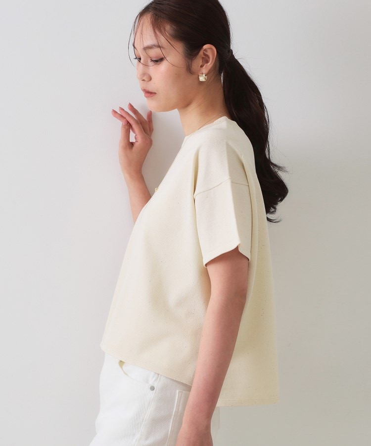 オペーク ドット クリップ OPAQUE.CLIP スパンコールサマーニット【洗濯機洗い可／抗ピル】 （アイボリー(004)） アイボリー(004)