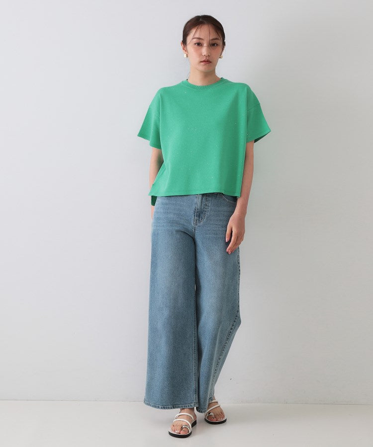 オペーク ドット クリップ OPAQUE.CLIP スパンコールサマーニット【洗濯機洗い可／抗ピル】 （アイボリー(004)） アイボリー(004)