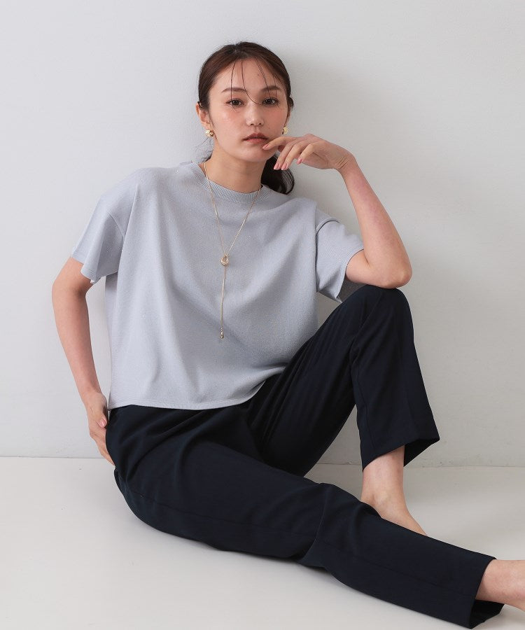 オペーク ドット クリップ OPAQUE.CLIP スパンコールサマーニット【洗濯機洗い可／抗ピル】 （アイボリー(004)） アイボリー(004)