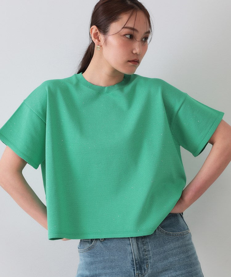 オペーク ドット クリップ OPAQUE.CLIP スパンコールサマーニット【洗濯機洗い可／抗ピル】 （グリーン(022)） グリーン(022)