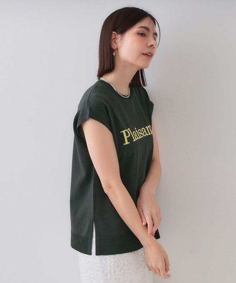 オペーク ドット クリップ OPAQUE.CLIP UV／接触冷感 ロゴフレンチスリーブニット【洗濯機洗い可／抗ピル】 （ブラック(019)） ブラック(019)