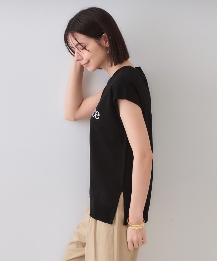 オペーク ドット クリップ OPAQUE.CLIP UV／接触冷感 ロゴフレンチスリーブニット【洗濯機洗い可／抗ピル】 （ブラック(019)） ブラック(019)