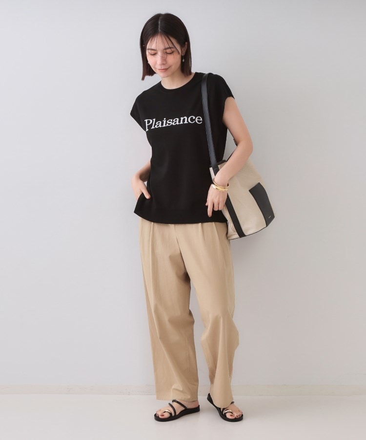 オペーク ドット クリップ OPAQUE.CLIP UV／接触冷感 ロゴフレンチスリーブニット【洗濯機洗い可／抗ピル】 （ブラック(019)） ブラック(019)