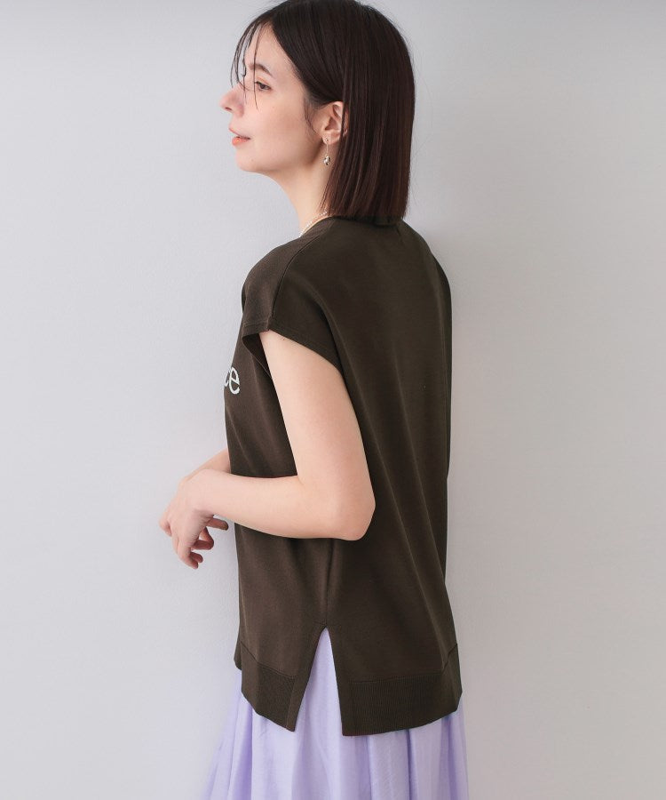 オペーク ドット クリップ OPAQUE.CLIP UV／接触冷感 ロゴフレンチスリーブニット【洗濯機洗い可／抗ピル】 （ブラック(019)） ブラック(019)