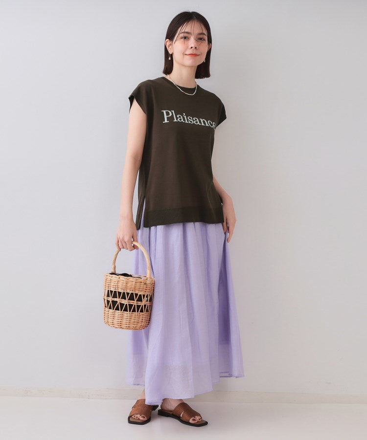 オペーク ドット クリップ OPAQUE.CLIP UV／接触冷感 ロゴフレンチスリーブニット【洗濯機洗い可／抗ピル】 （ブラック(019)） ブラック(019)